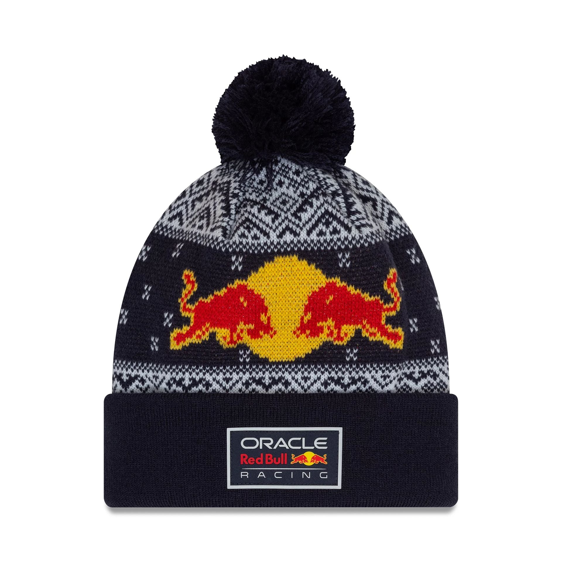 This is a Red Bull Racing Xmas Bull Navy Bobble Knit Beanie Hat 1