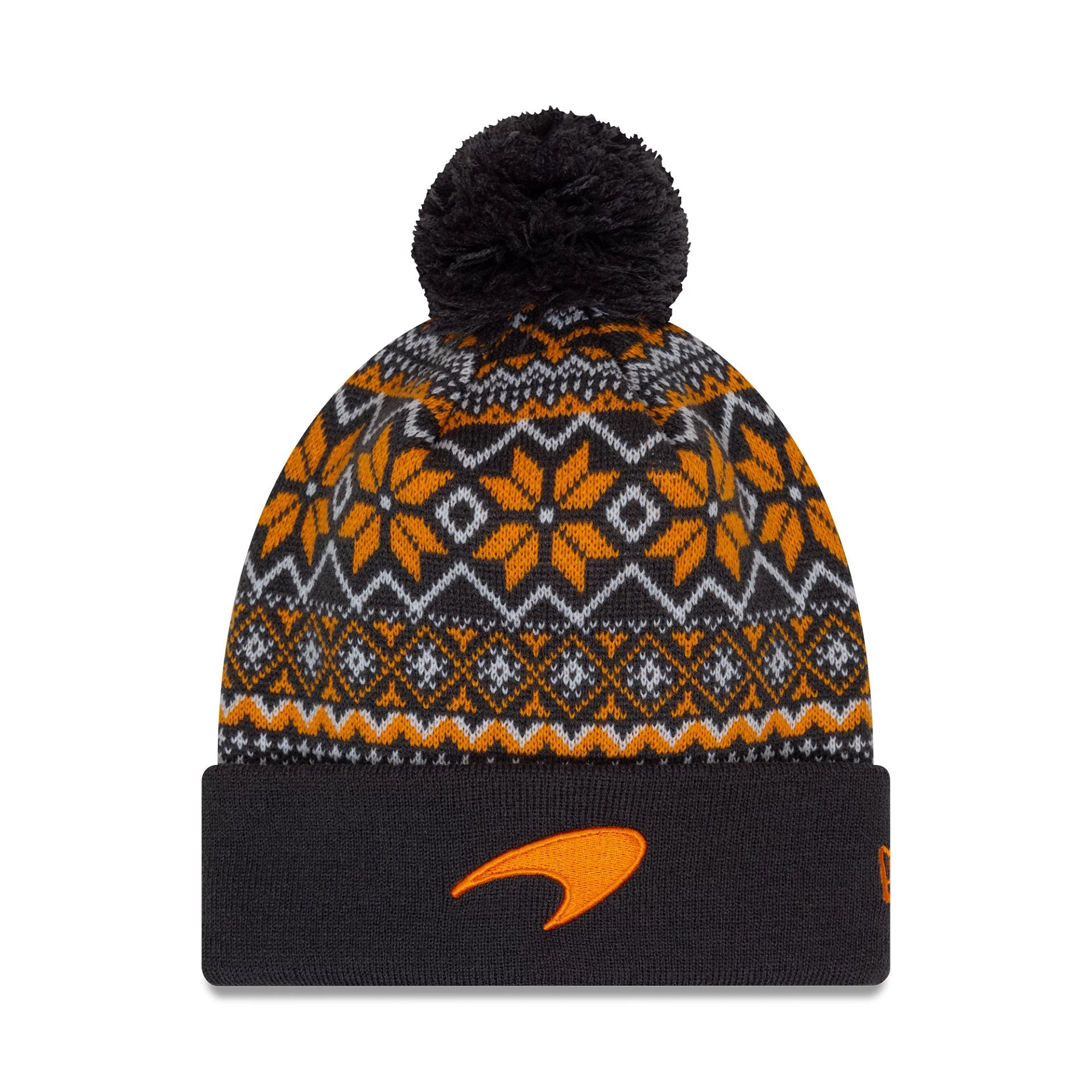 This is a McLaren Racing Xmas Brown Bobble Knit Beanie Hat 1