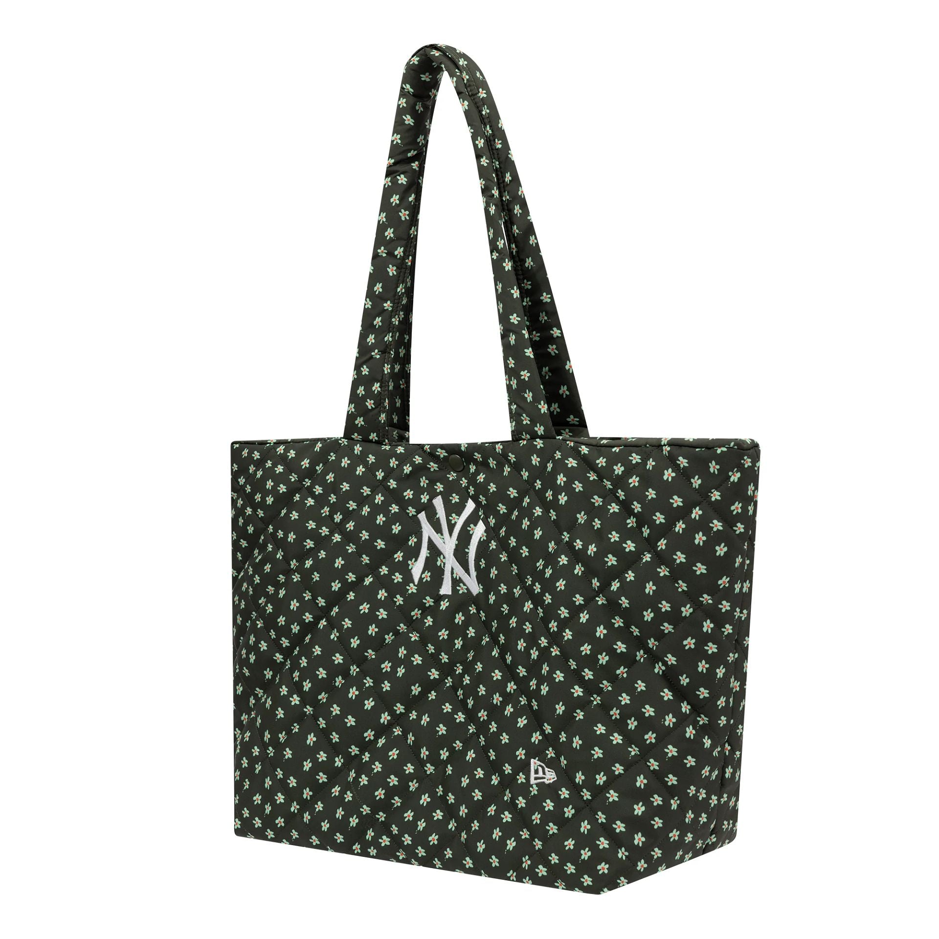 This is a New York Yankees MLB Floral Green Quilted Tote Bag 1