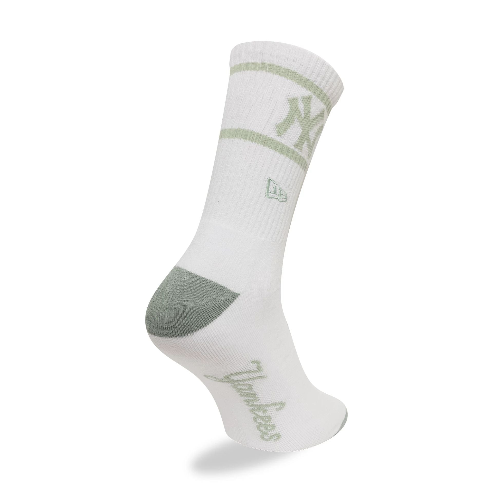 This is a New York Yankees MLB Seasonal White and Green Crew Socks 1