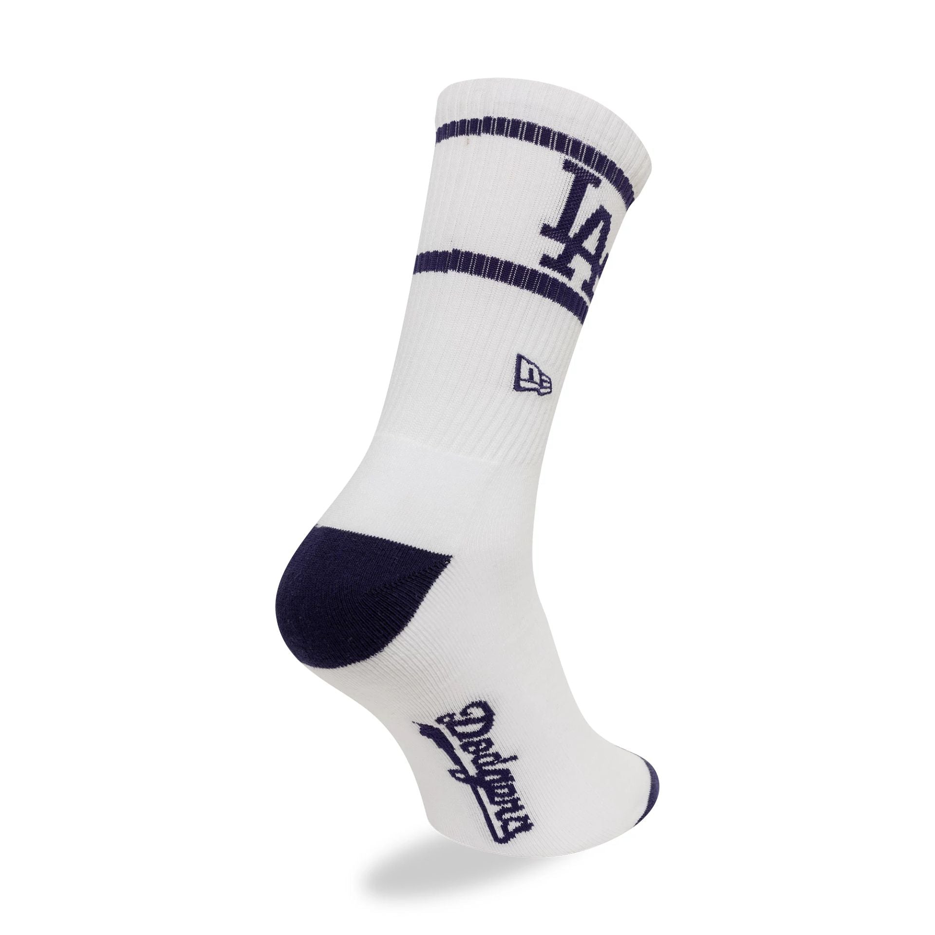 This is a LA Dodgers MLB Seasonal White and Dark Blue Crew Socks 1