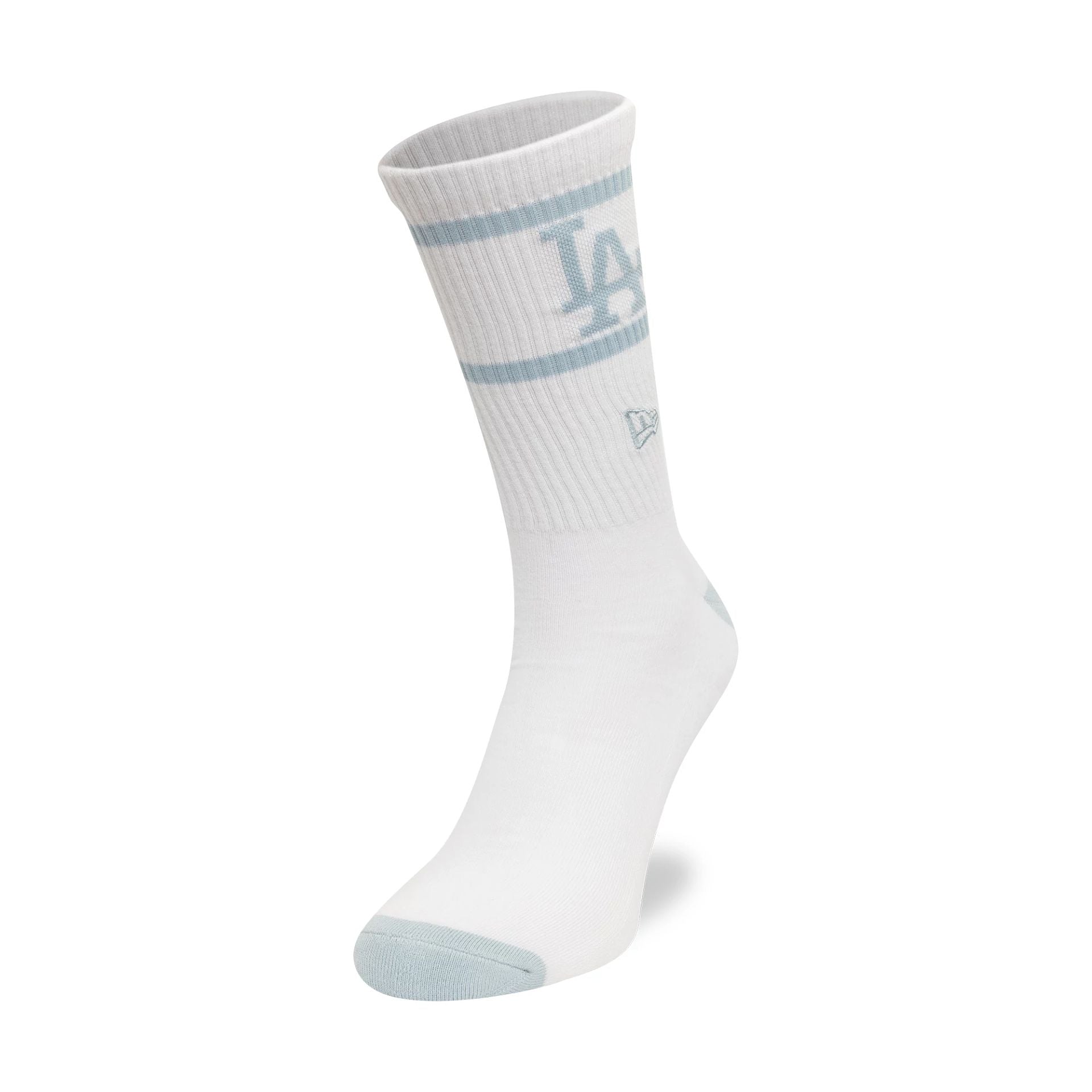 This is a LA Dodgers MLB Seasonal White and Light Blue Crew Socks 2