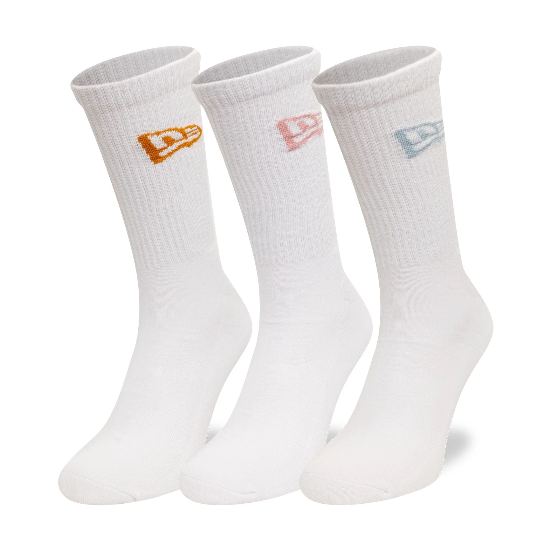 This is a New Era Flag 3-Pack White Crew Socks 2