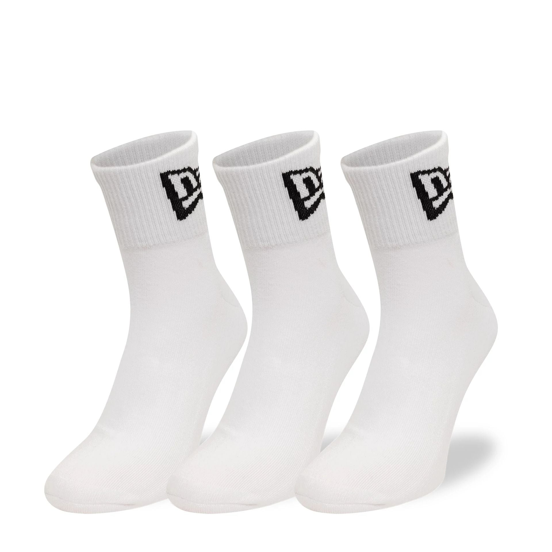 This is a New Era Flag 3-Pack White Short Crew Socks 2