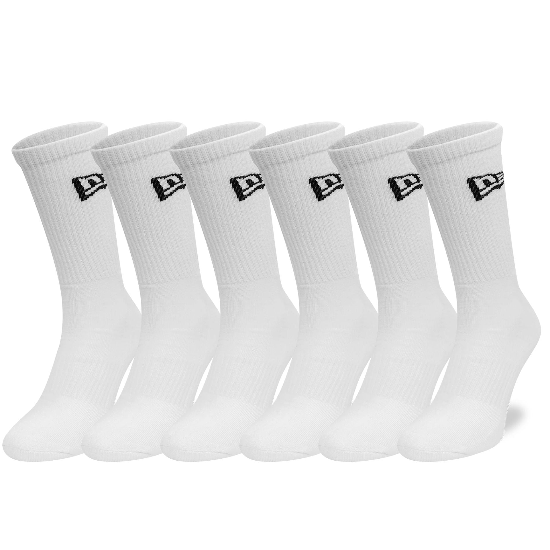 This is a New Era Flag 6-Pack White Crew Socks 1