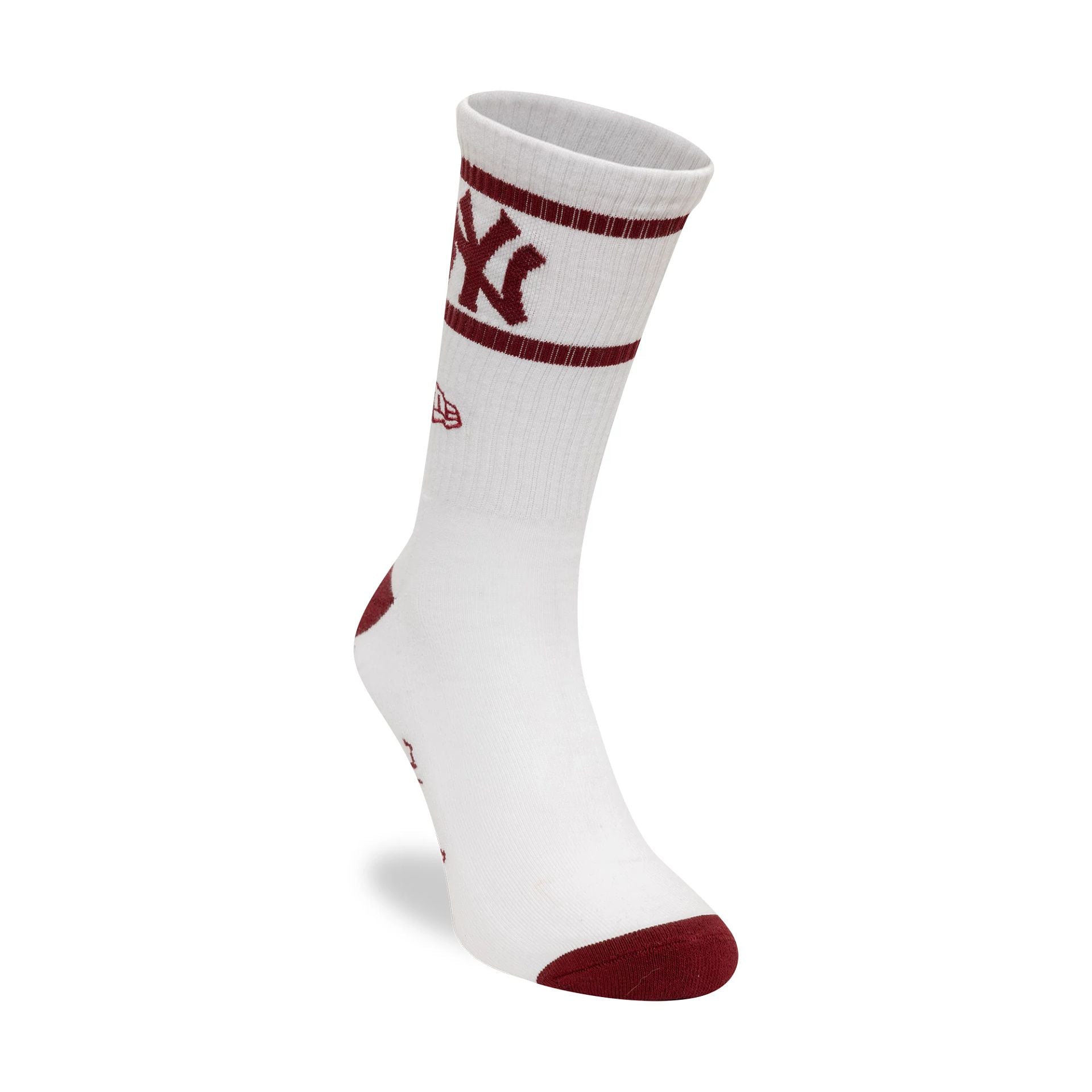 This is a New York Yankees MLB Seasonal White and Dark Red Crew Socks 2