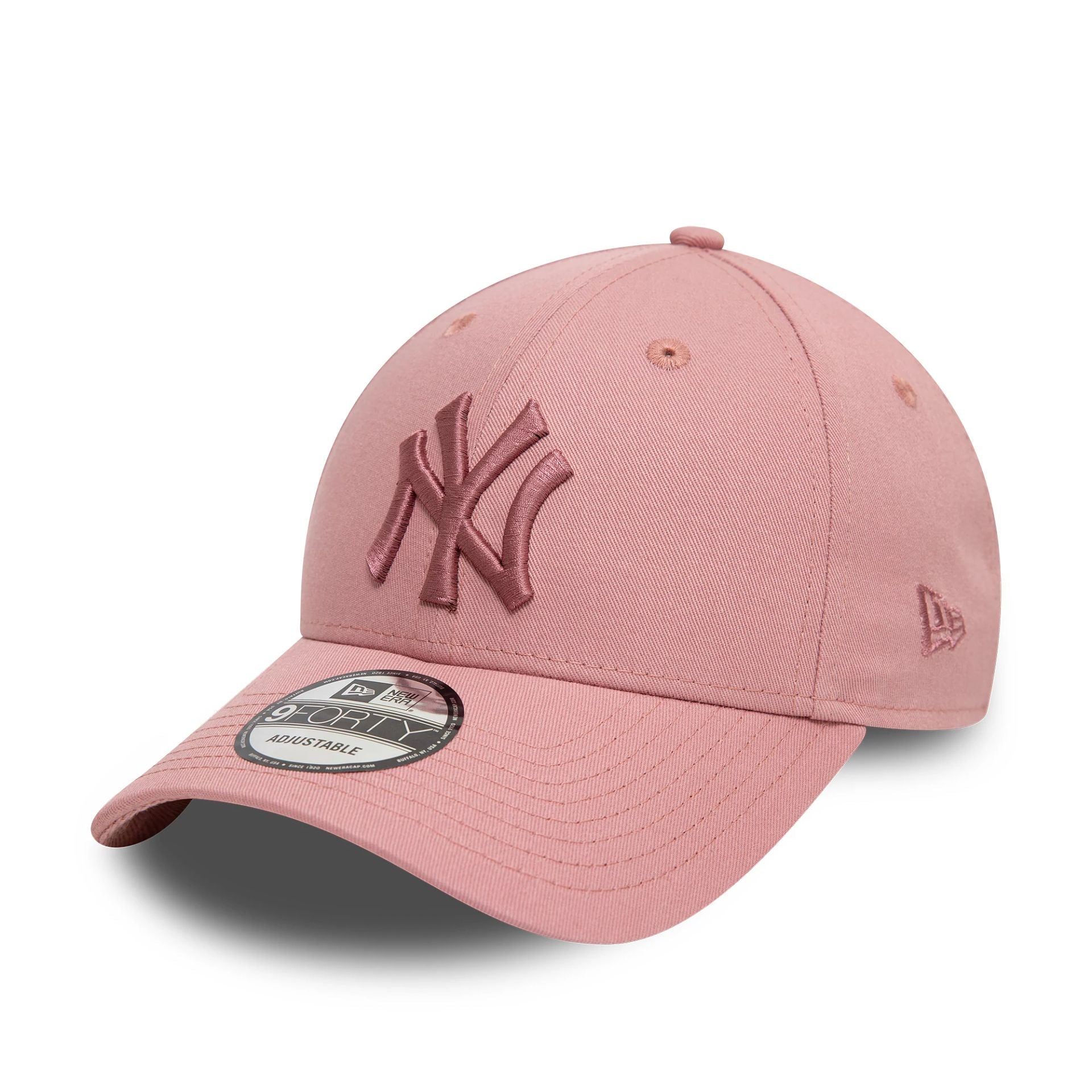 This is a New York Yankees League Essential Pastel Pink 9FORTY Adjustable Cap 1