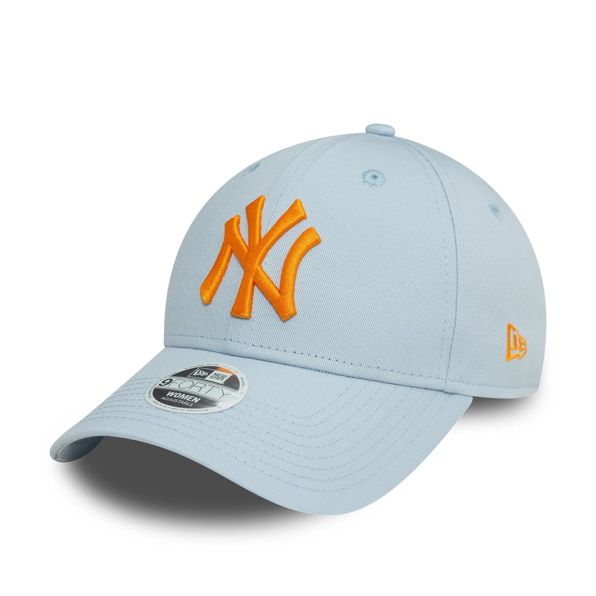 This is a New York Yankees Womens League Essential Pastel Blue 9FORTY Adjustable Cap 1