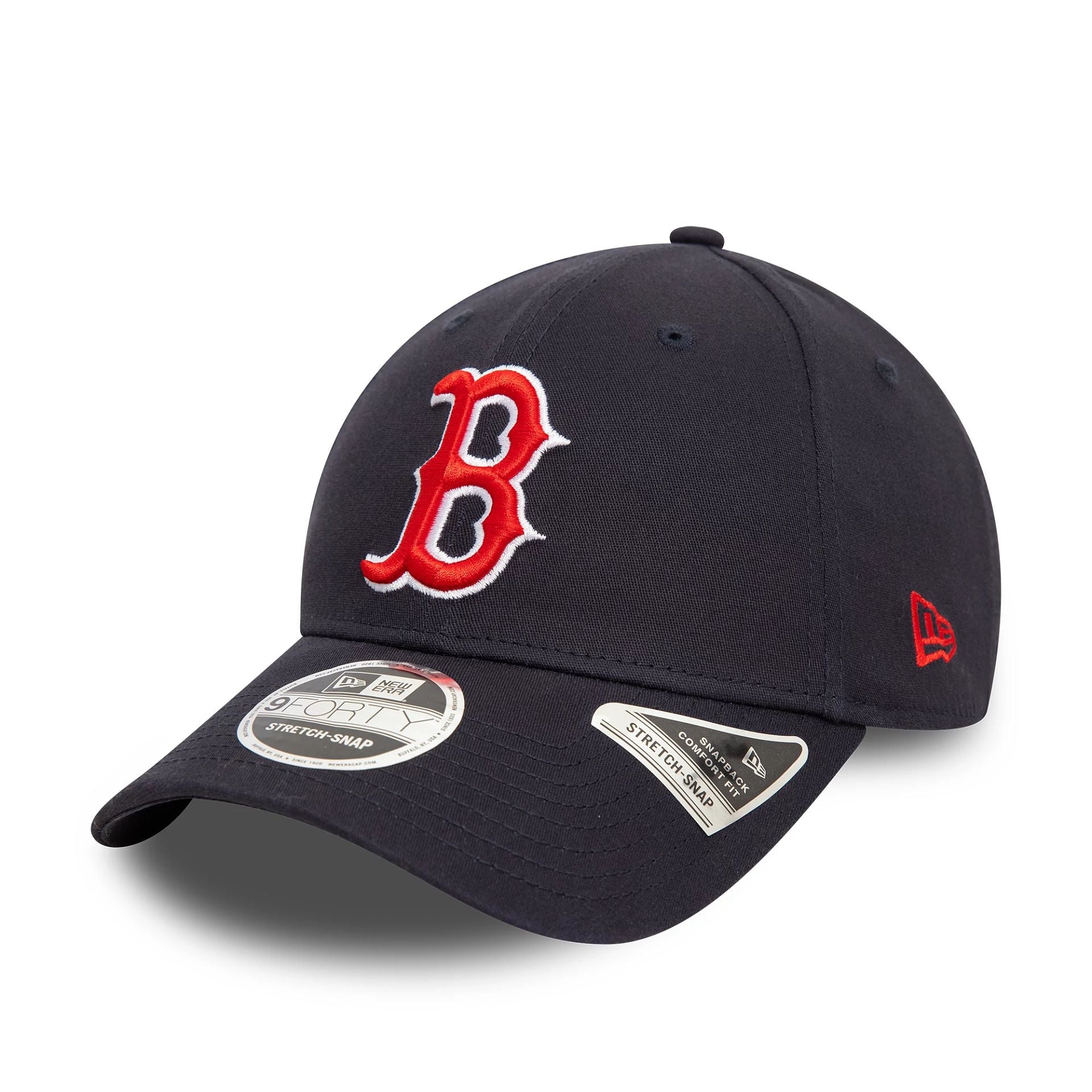 This is a Boston Red Sox MLB Navy 9FORTY Stretch Snap Adjustable Cap 1