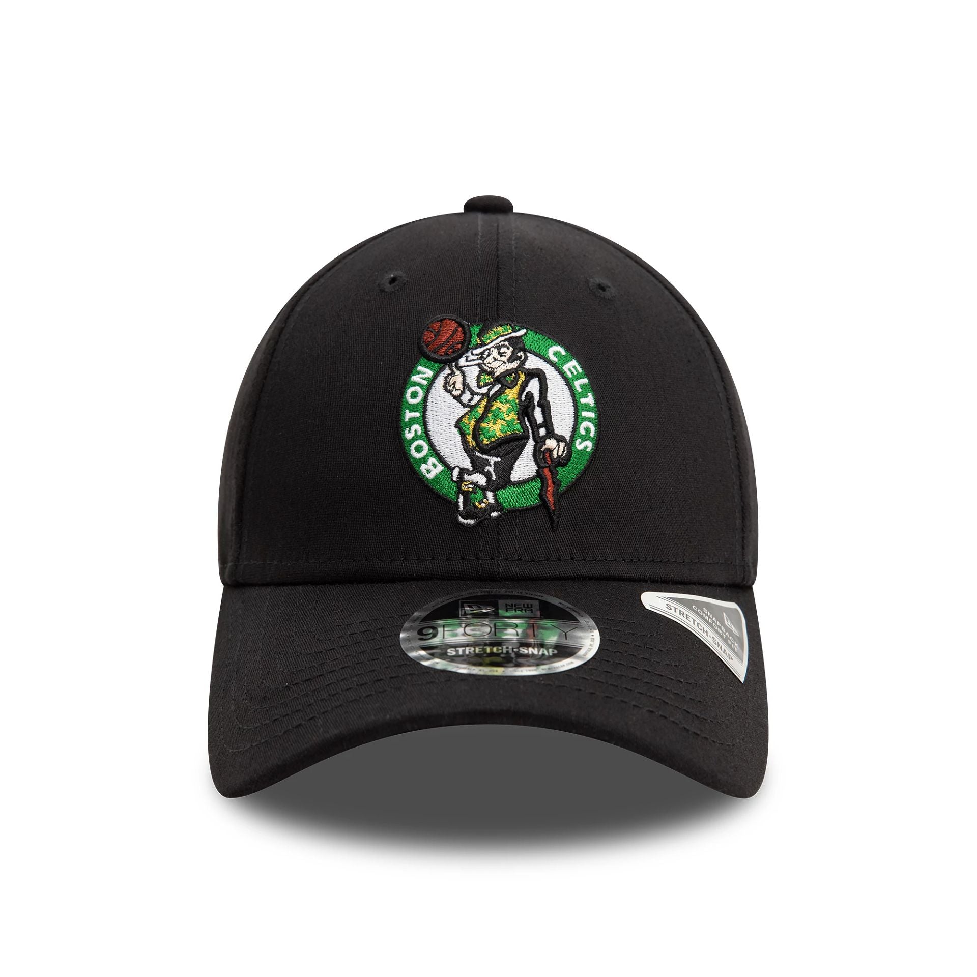 This is a Boston Celtics NBA Black 9FORTY Stretch Snap Adjustable Cap 2