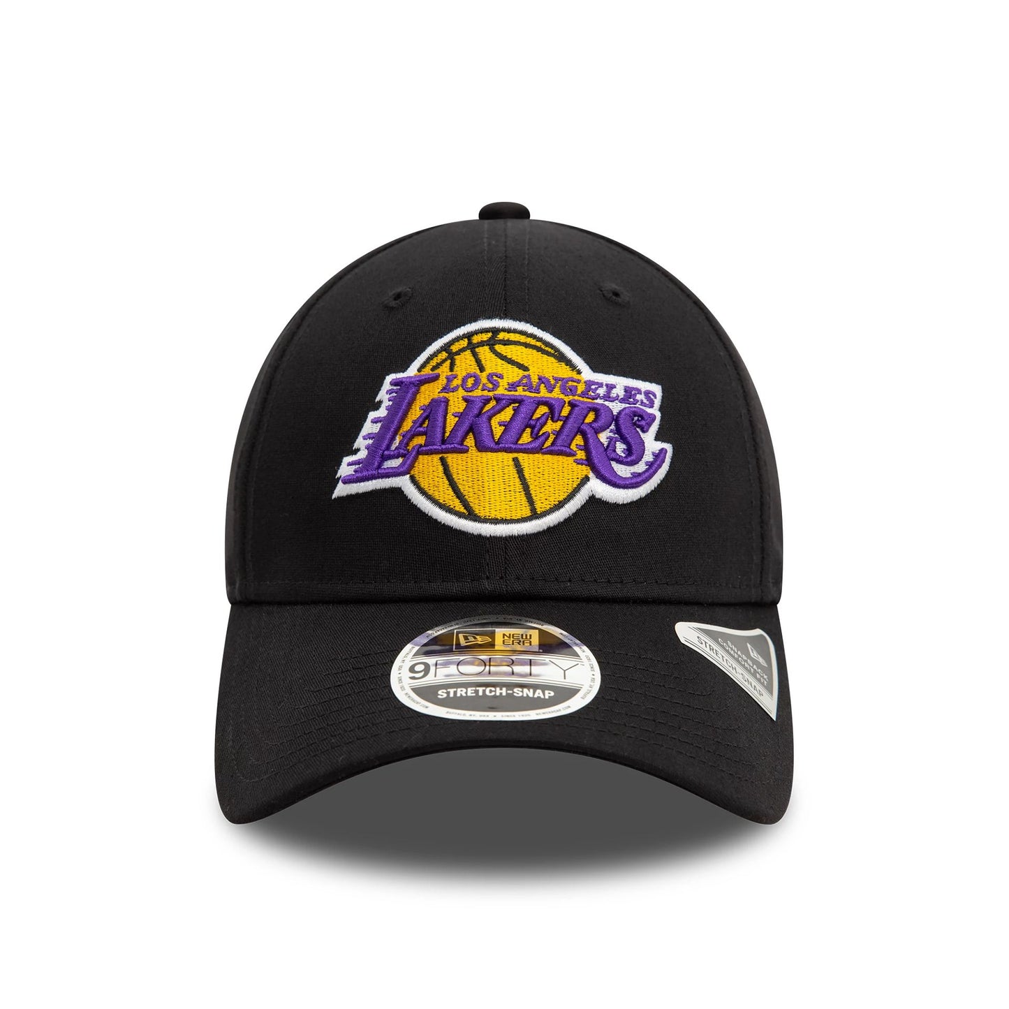 This is a LA Lakers NBA Black 9FORTY Stretch Snap Adjustable Cap 2