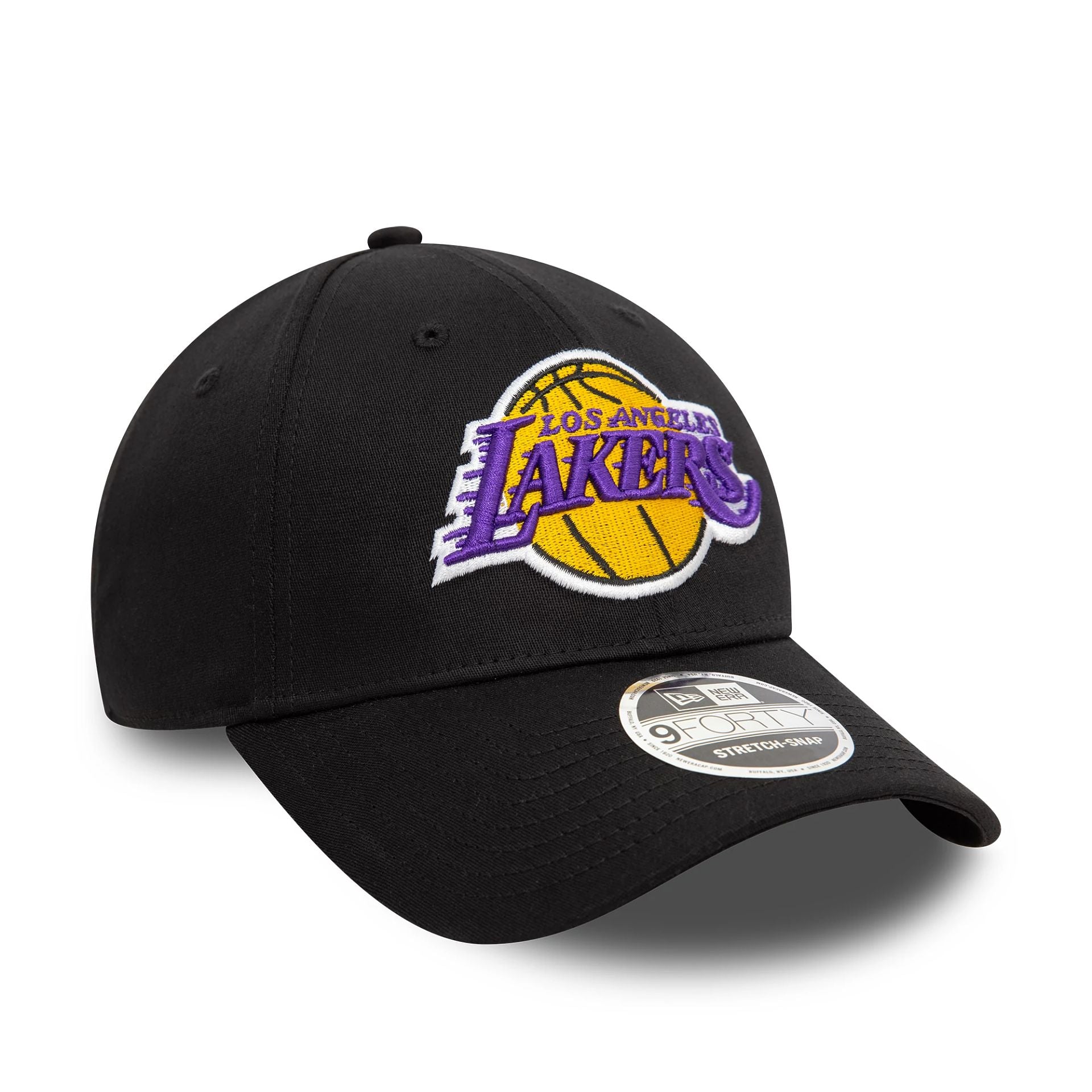 This is a LA Lakers NBA Black 9FORTY Stretch Snap Adjustable Cap 3