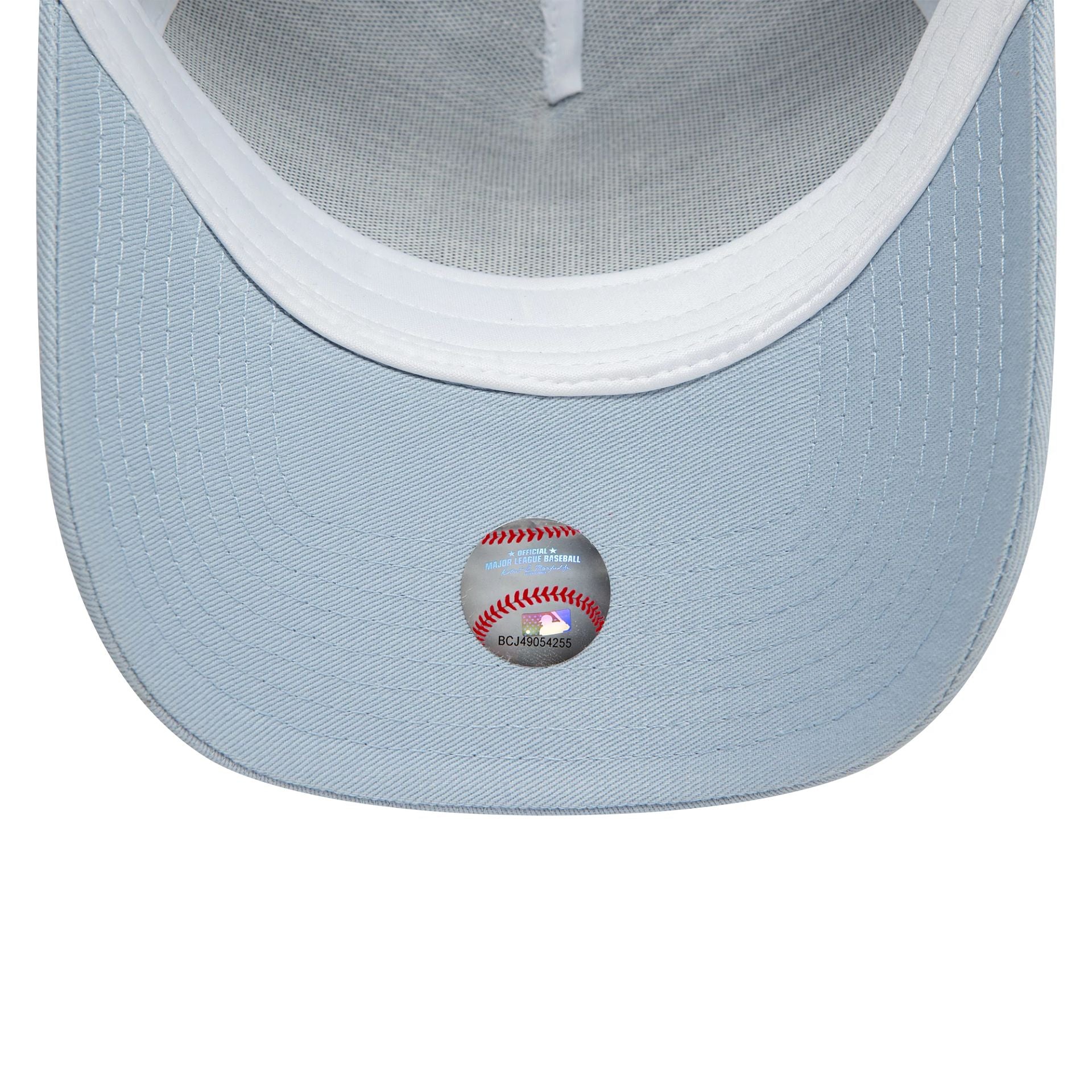 This is a LA Dodgers League Essential Pastel Blue 9FORTY A-Frame Trucker Adjustable Cap 5