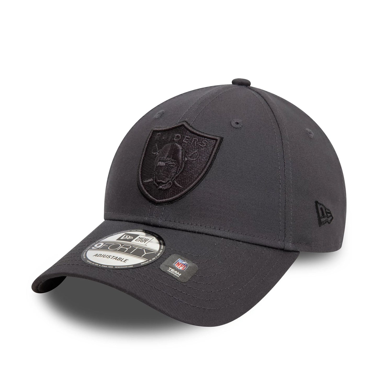 This is a Las Vegas Raiders Team Outline Dark Grey 9FORTY Adjustable Cap 1