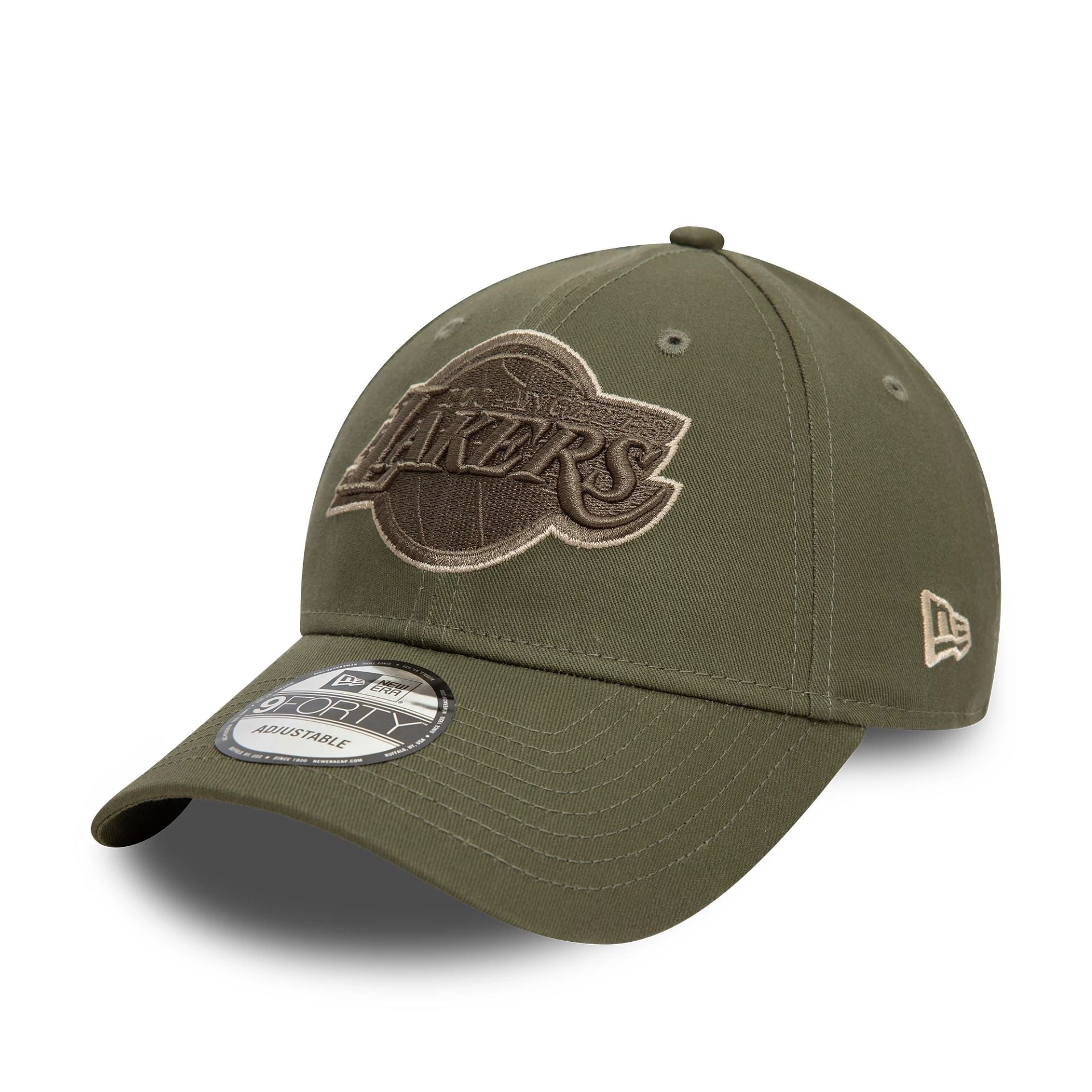 This is a LA Lakers Team Outline Green 9FORTY Adjustable Cap 1