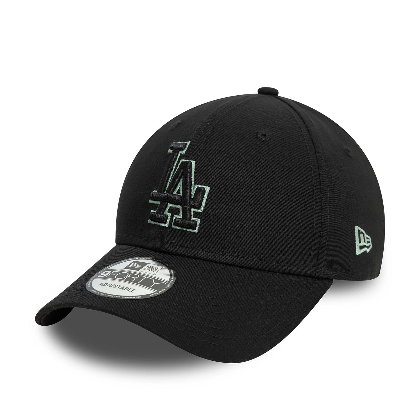 This is a LA Dodgers Team Outline Black 9FORTY Adjustable Cap 1