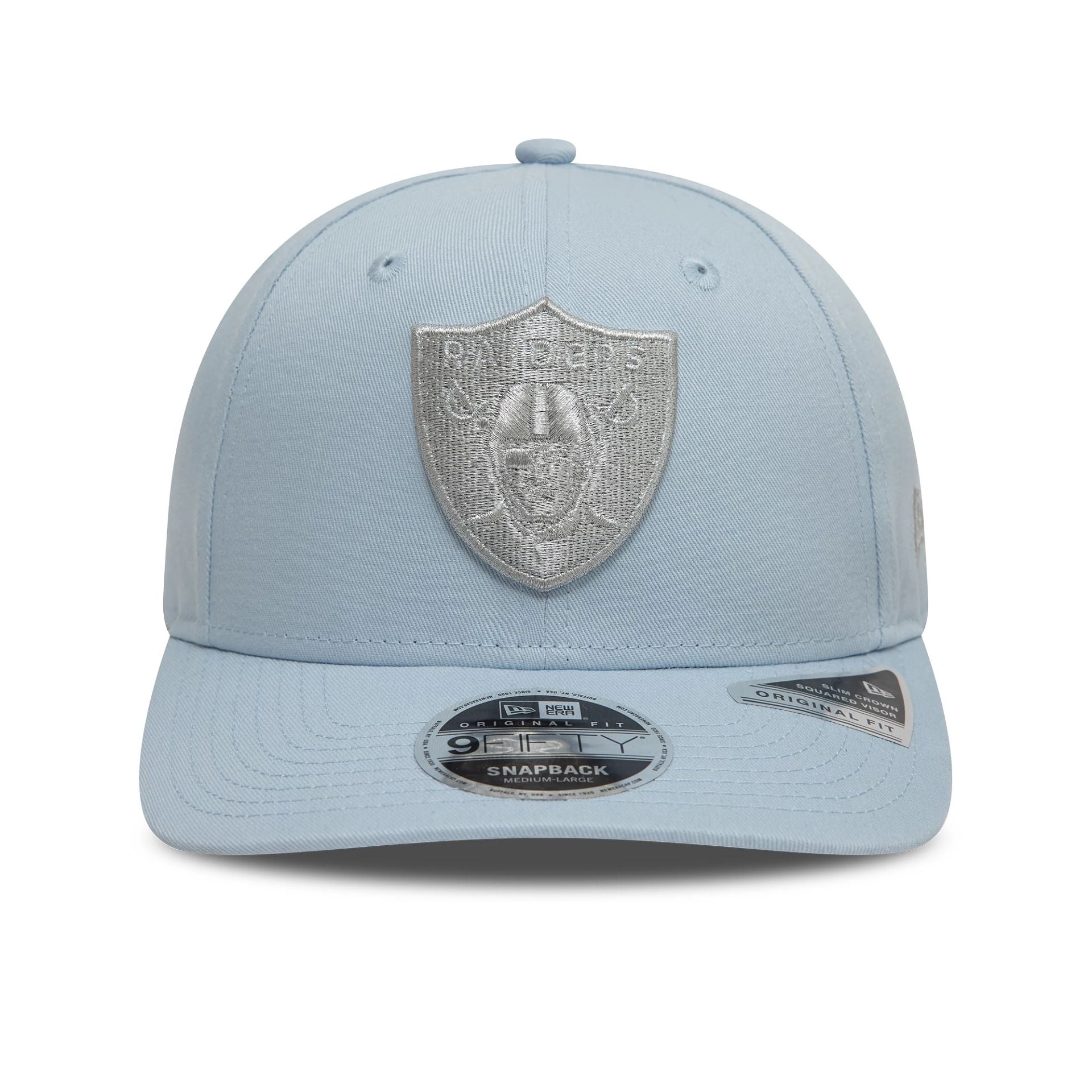 This is a Las Vegas Raiders Metallic Pastel Blue 9FIFTY Original Fit Snapback Adjustable Cap 2