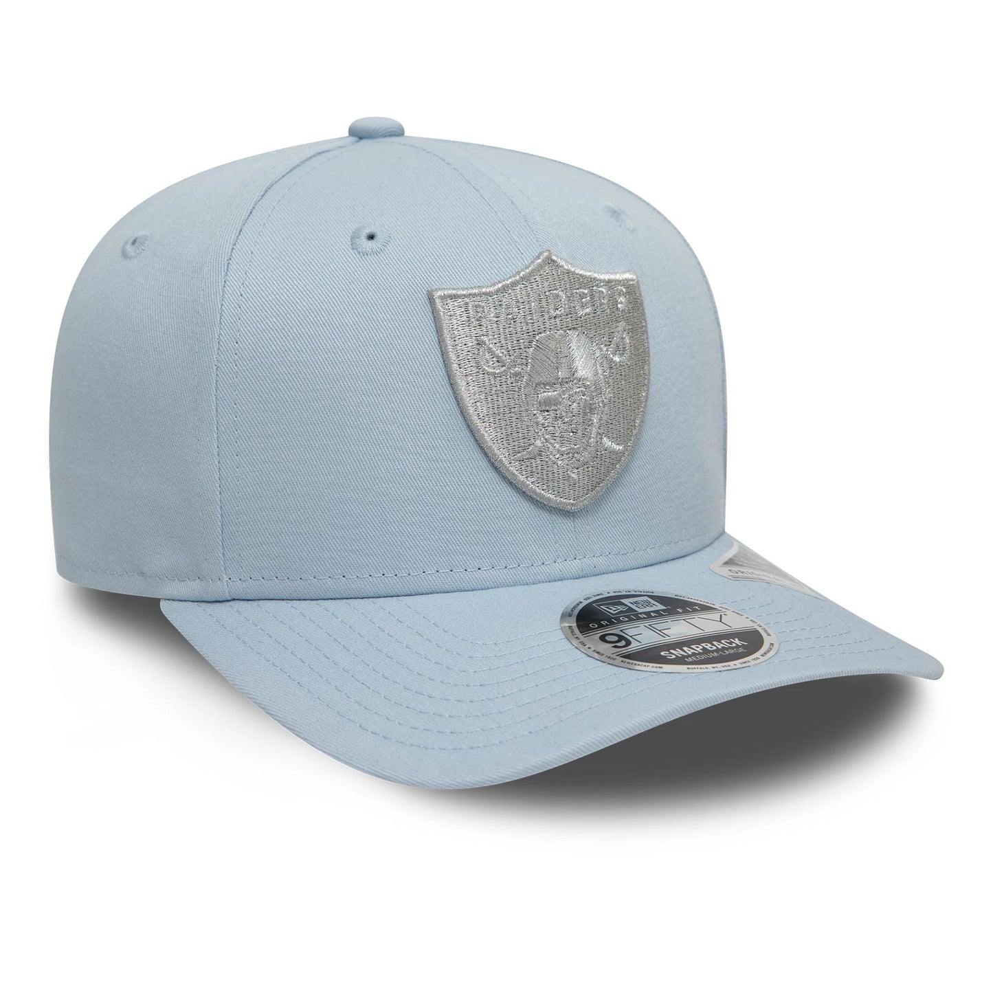 This is a Las Vegas Raiders Metallic Pastel Blue 9FIFTY Original Fit Snapback Adjustable Cap 3