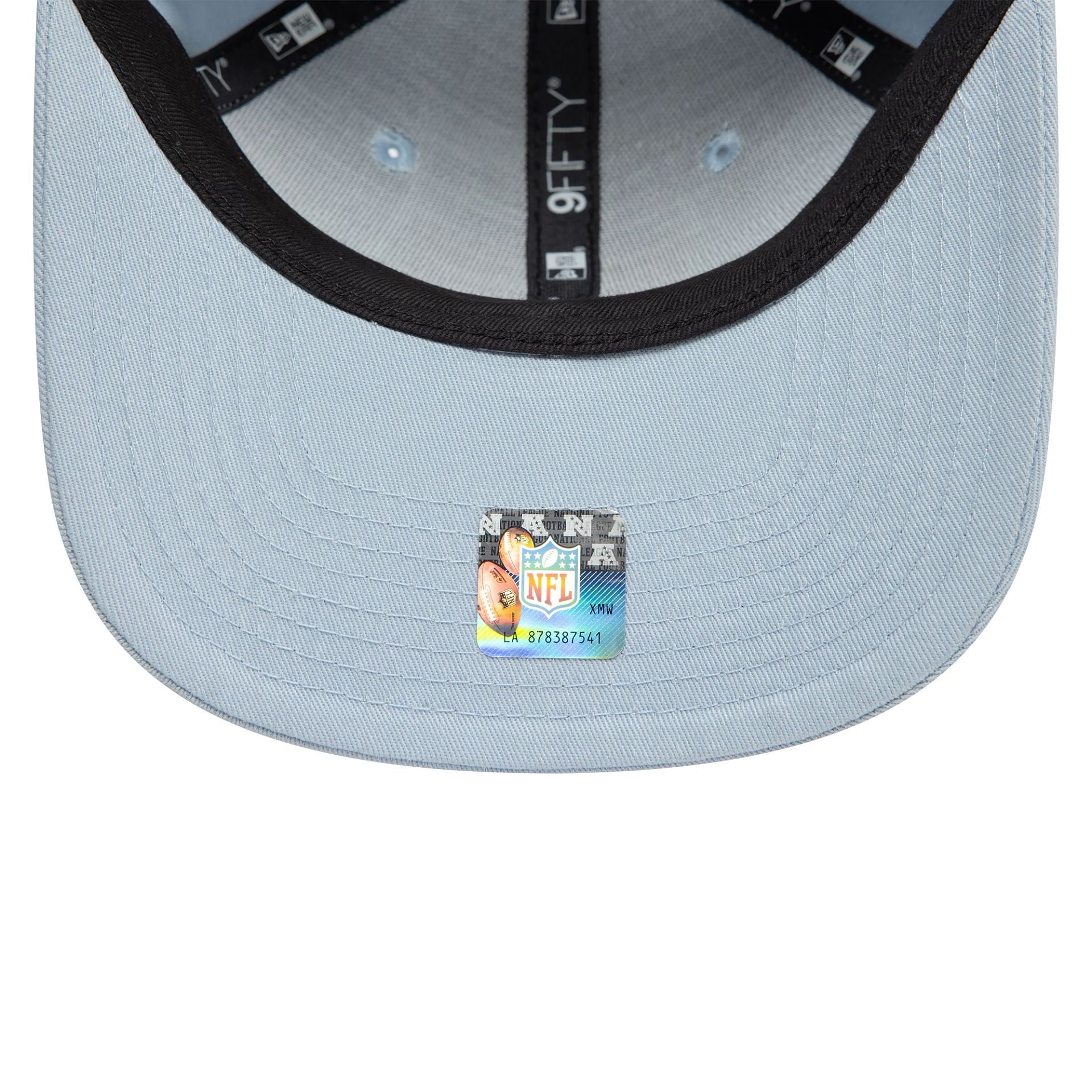 This is a Las Vegas Raiders Metallic Pastel Blue 9FIFTY Original Fit Snapback Adjustable Cap 5