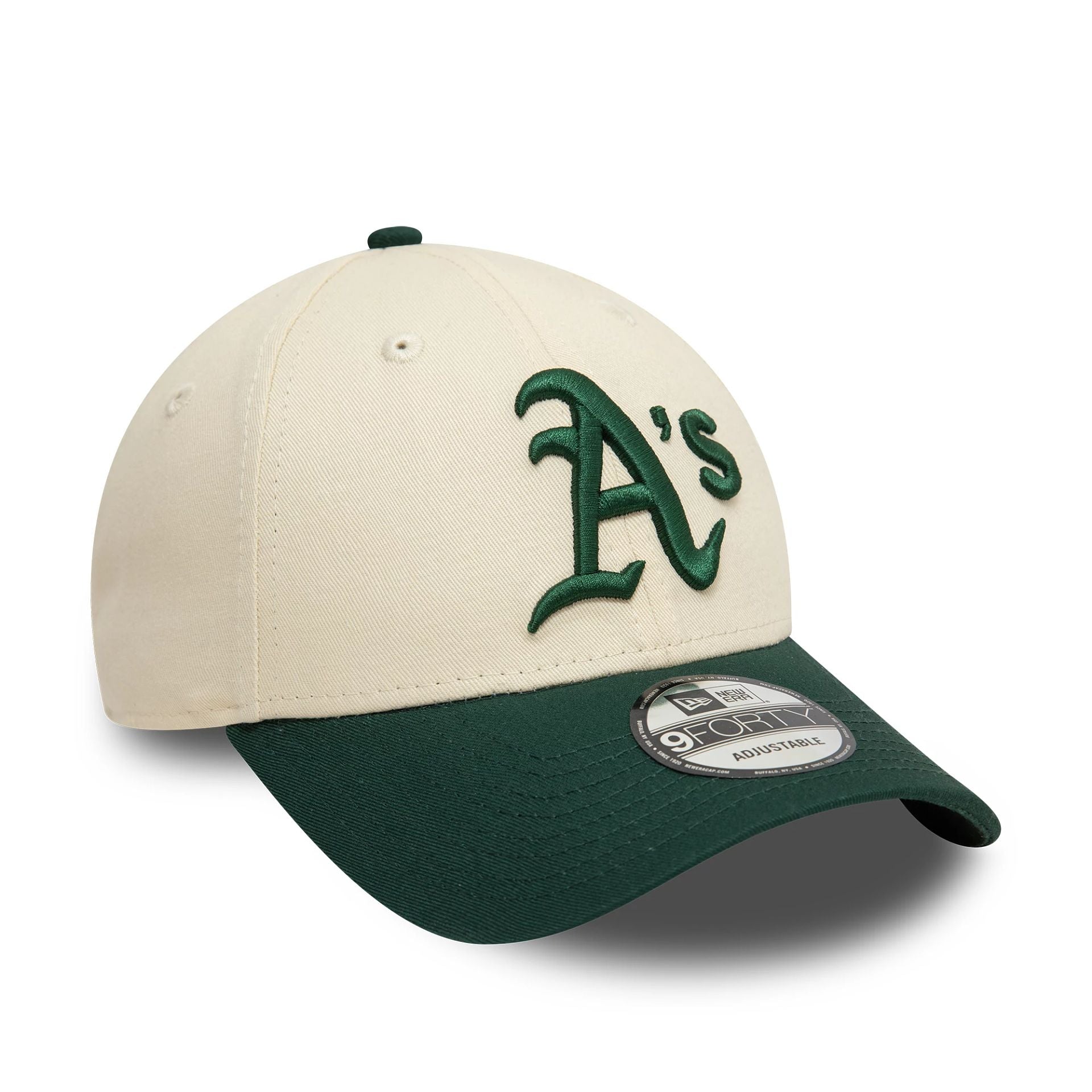 This is a Oakland Athletics Colour Block Cream 9FORTY Adjustable Cap 3