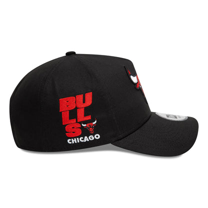 This is a Chicago Bulls NBA Patch Black 9FORTY A-Frame Adjustable Cap 5