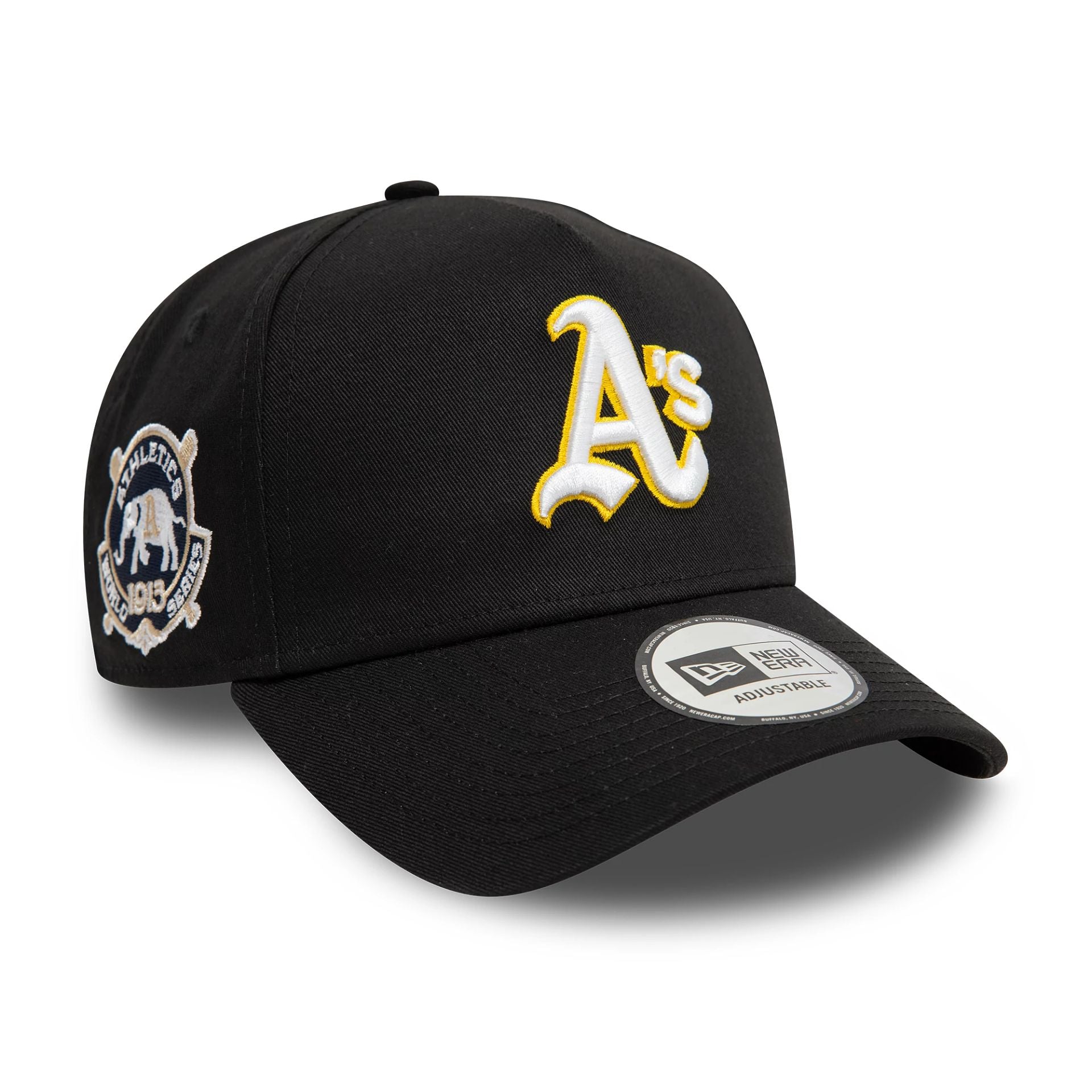 This is a Oakland Athletics World Series Black 9FORTY A-Frame Adjustable Cap 1