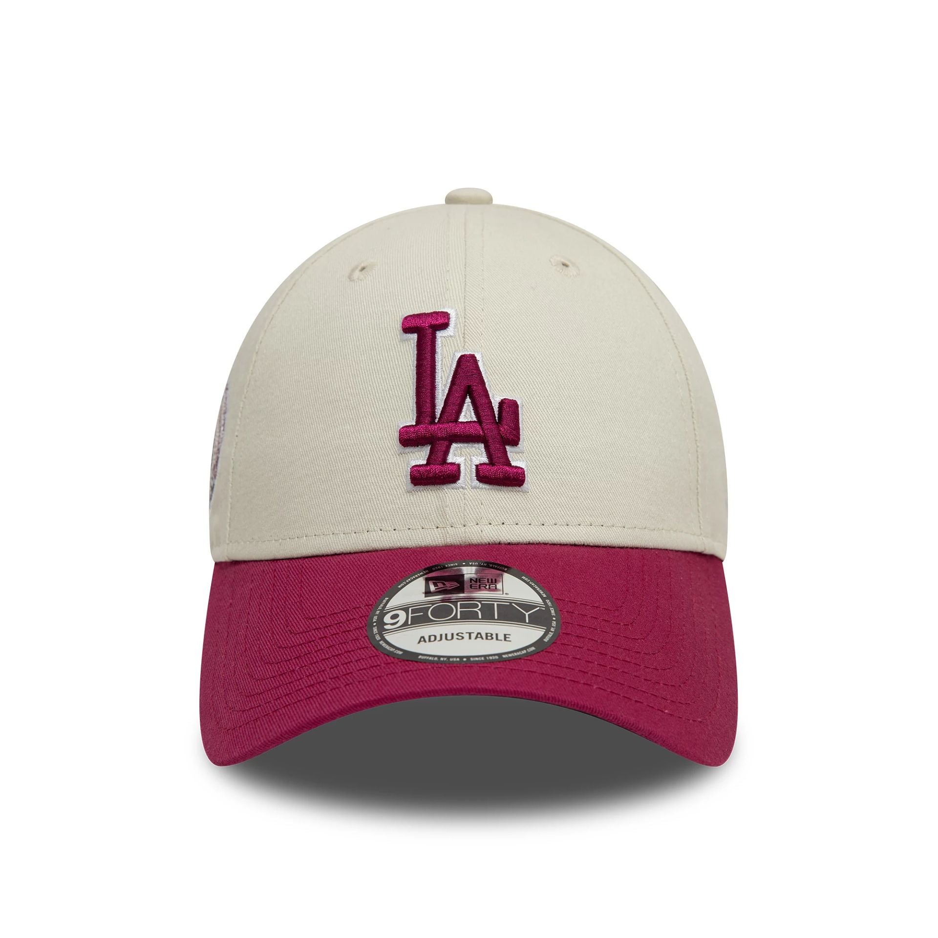 This is a LA Dodgers World Series Patch Cream 9FORTY Adjustable Cap 2