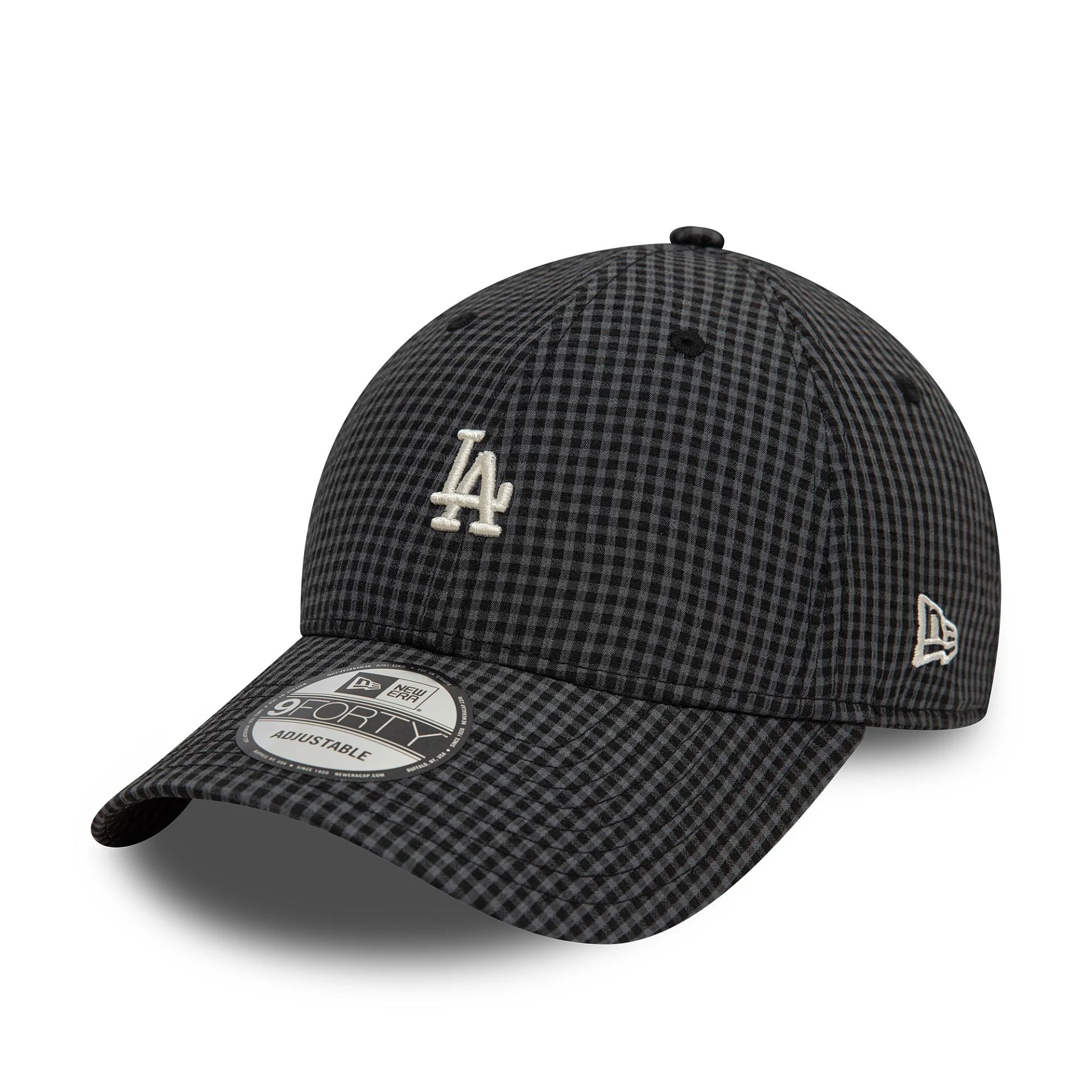 This is a LA Dodgers Seersucker Black 9FORTY Adjustable Cap 1