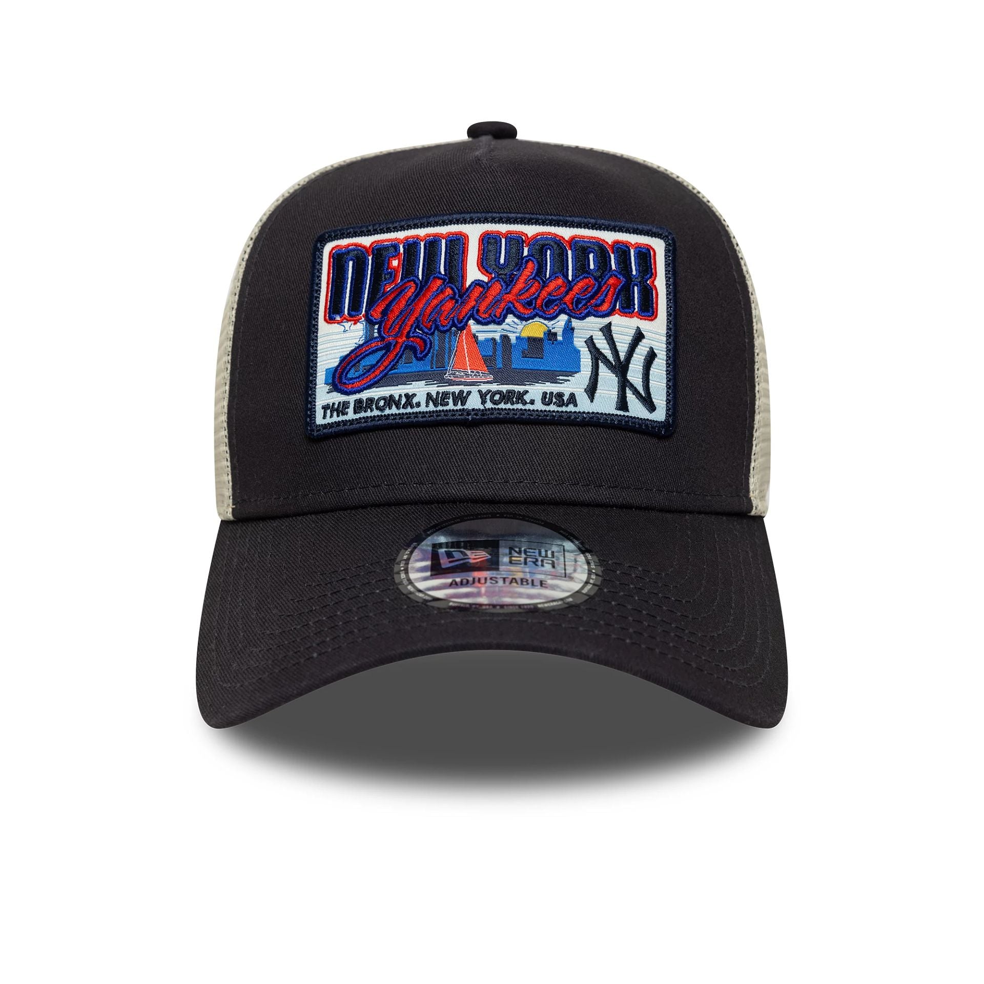 This is a New York Yankees MLB Patch Navy 9FORTY A-Frame Trucker Adjustable Cap 2