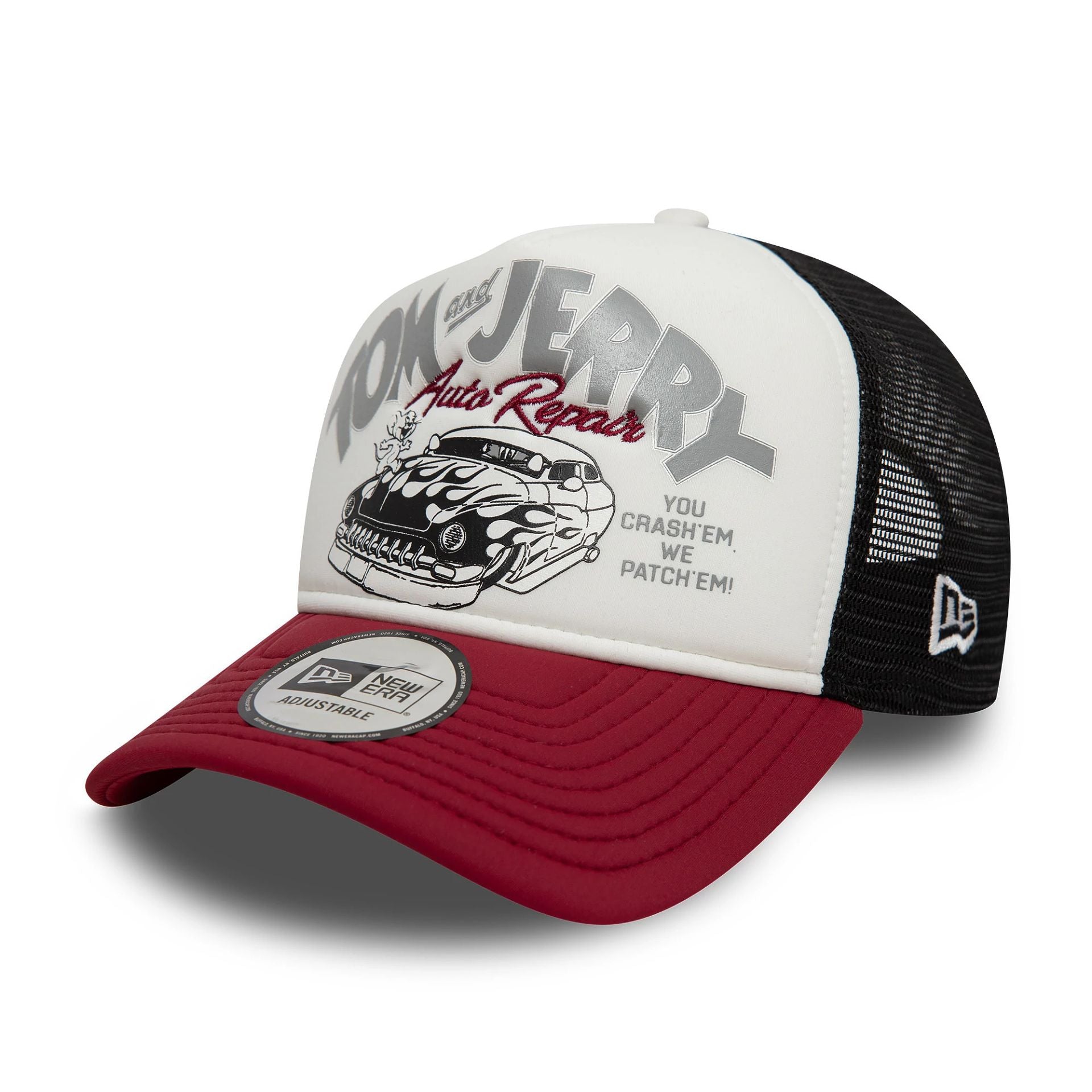 This is a Tom & Jerry White 9FORTY A-Frame Trucker Adjustable Cap 1