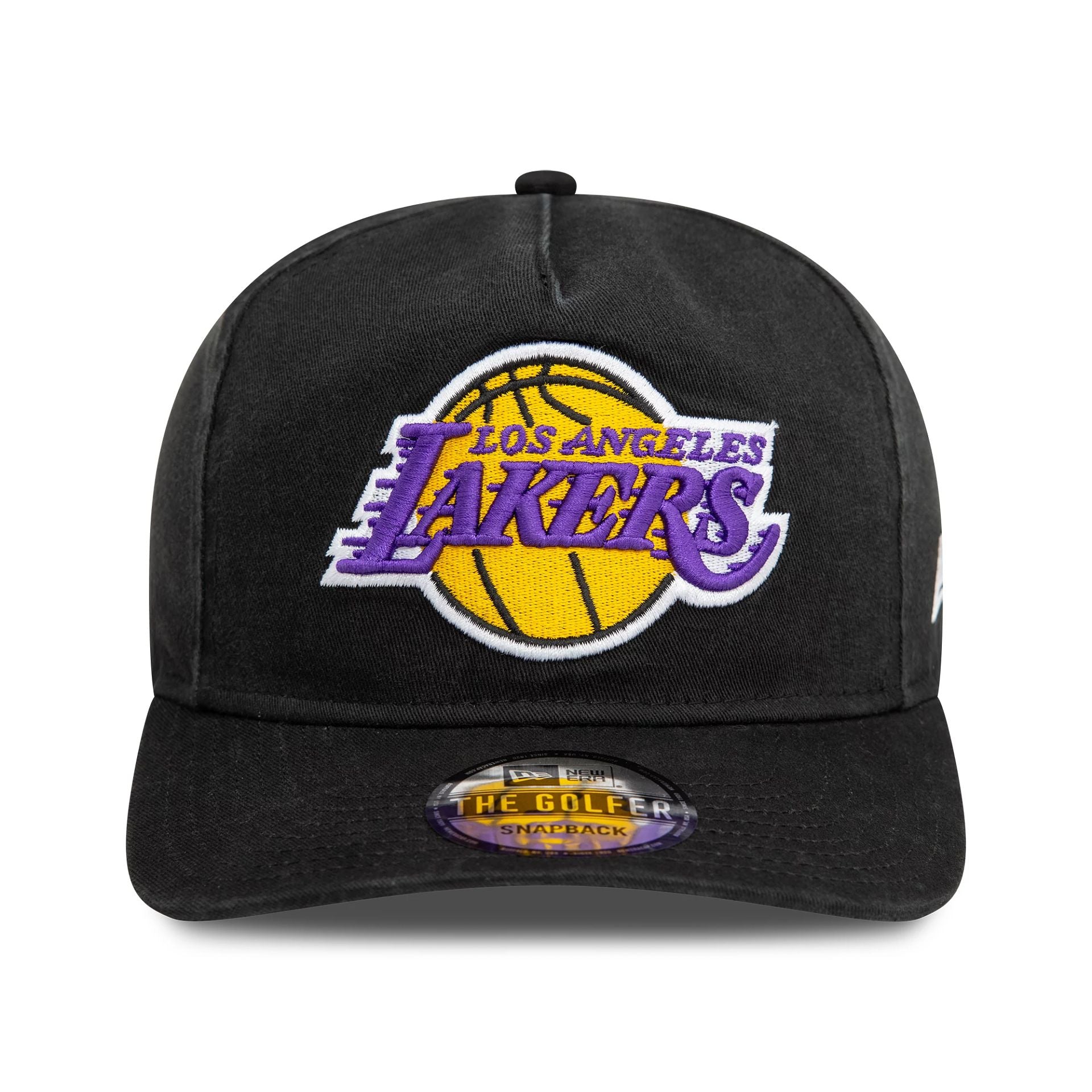 This is a LA Lakers Washed Precurved Black Golfer Adjustable Cap 2