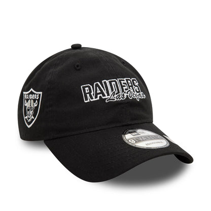 This is a Las Vegas Raiders NFL Script Black 9TWENTY Adjustable Cap 1