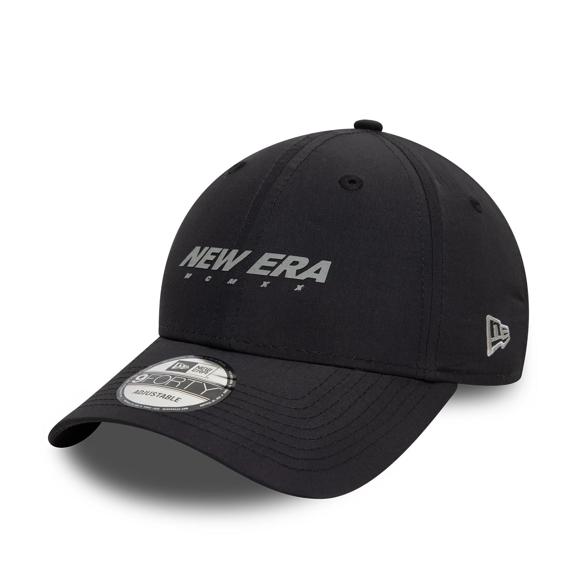 This is a New Era MCMXX Tech Black 9FORTY Adjustable Cap 1