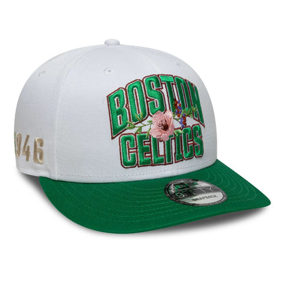 This is a Boston Celtics NBA Wordmark White 9FIFTY Snapback Adjustable Cap 1