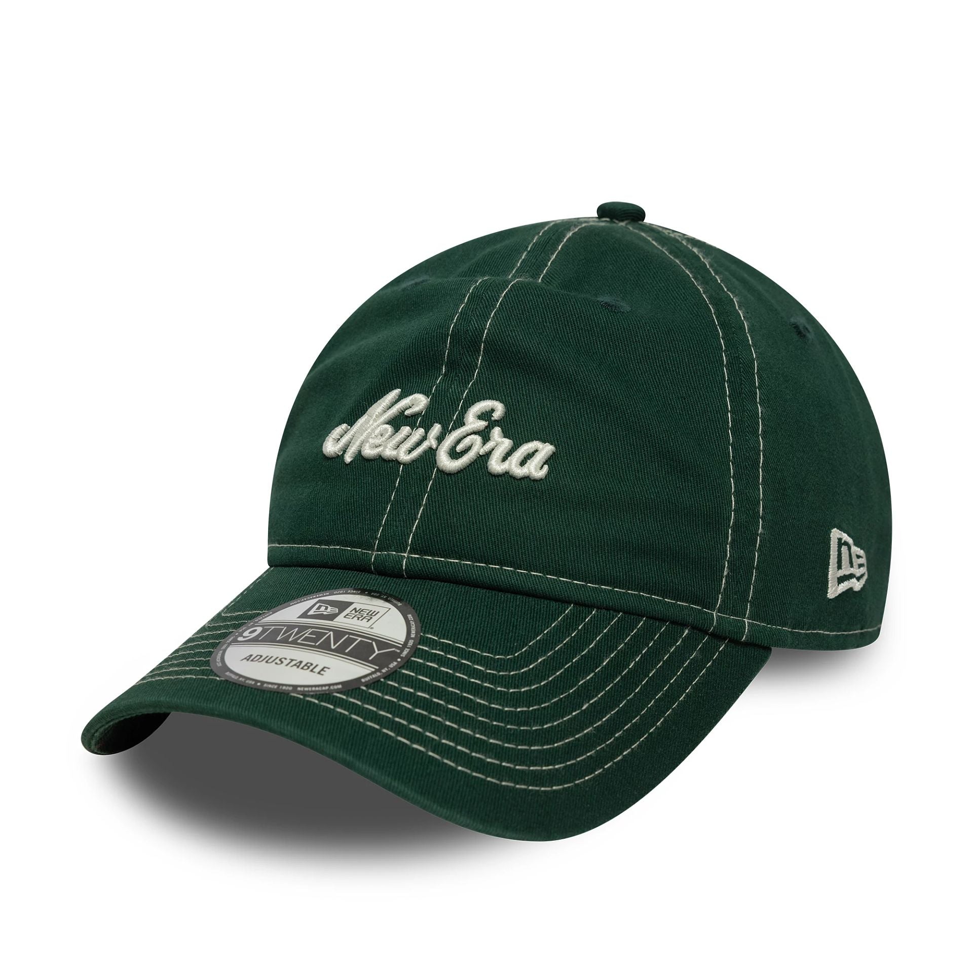 This is a New Era Contrast Stitch Dark Green 9TWENTY Adjustable Cap 1