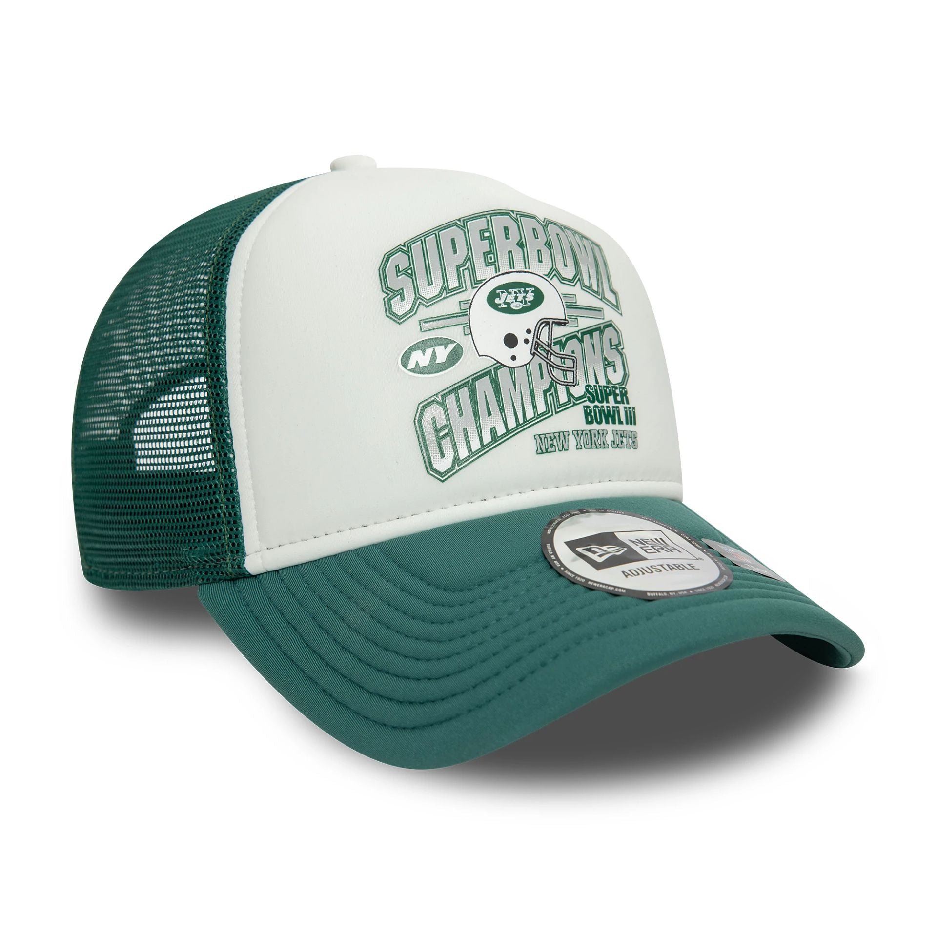 This is a New York Jets Super Bowl Green 9FORTY A-Frame Trucker Adjustable Cap 3