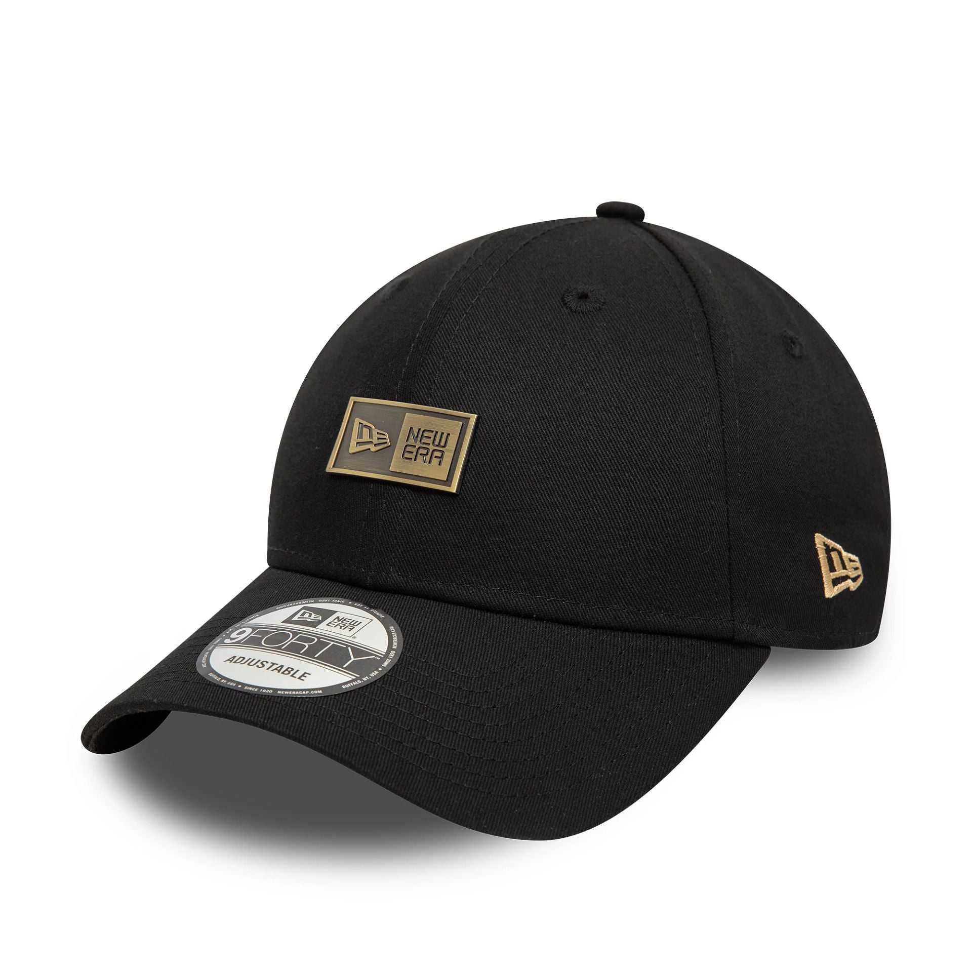 This is a New Era Badge Black 9FORTY Adjustable Cap 1