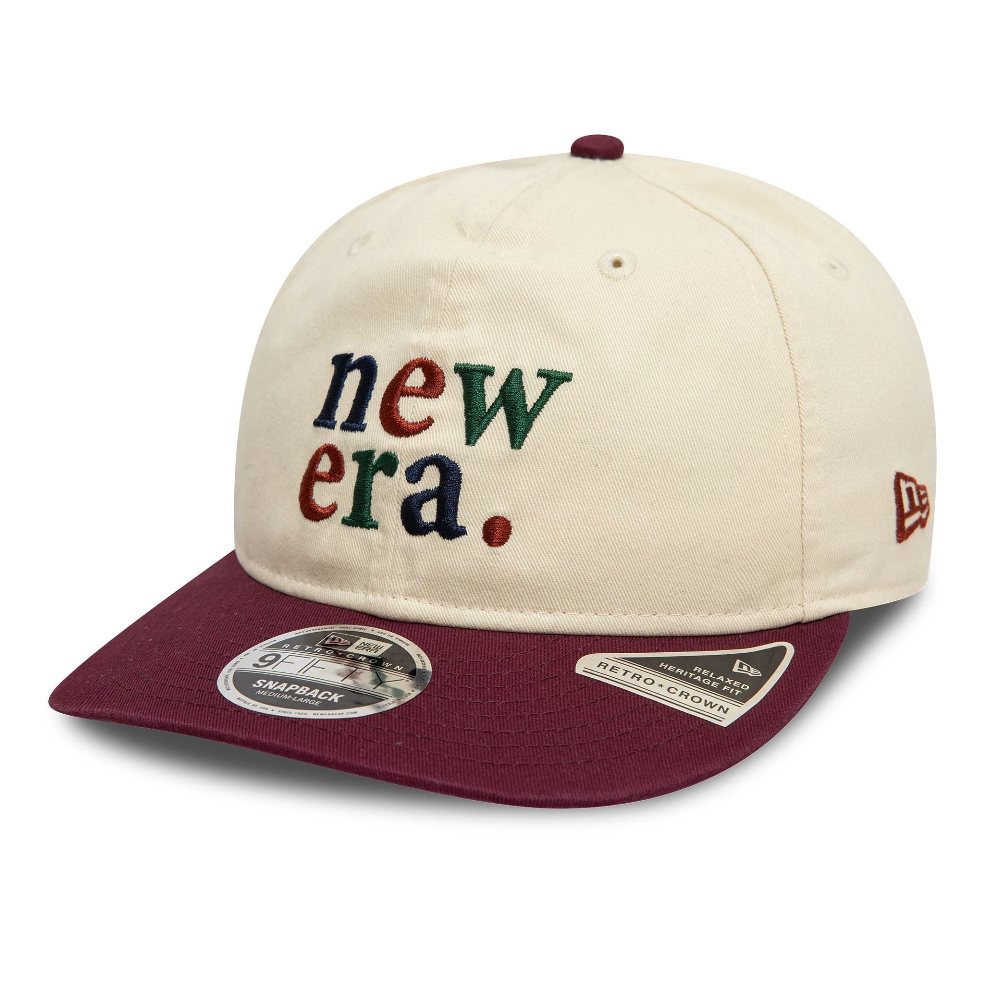 This is a New Era Contrast Cream Retro Crown 9FIFTY Adjustable Cap 1