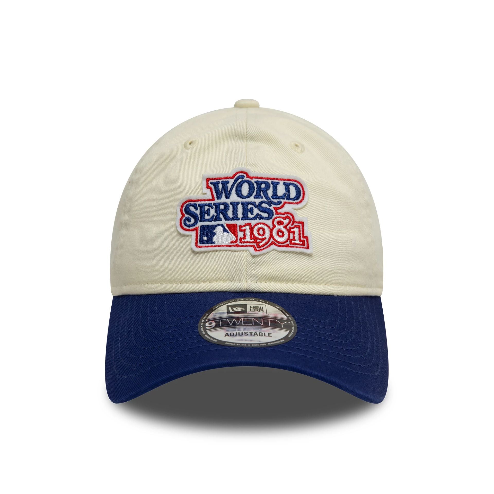 This is a LA Dodgers World Series Patch Cream 9TWENTY Adjustable Cap 2