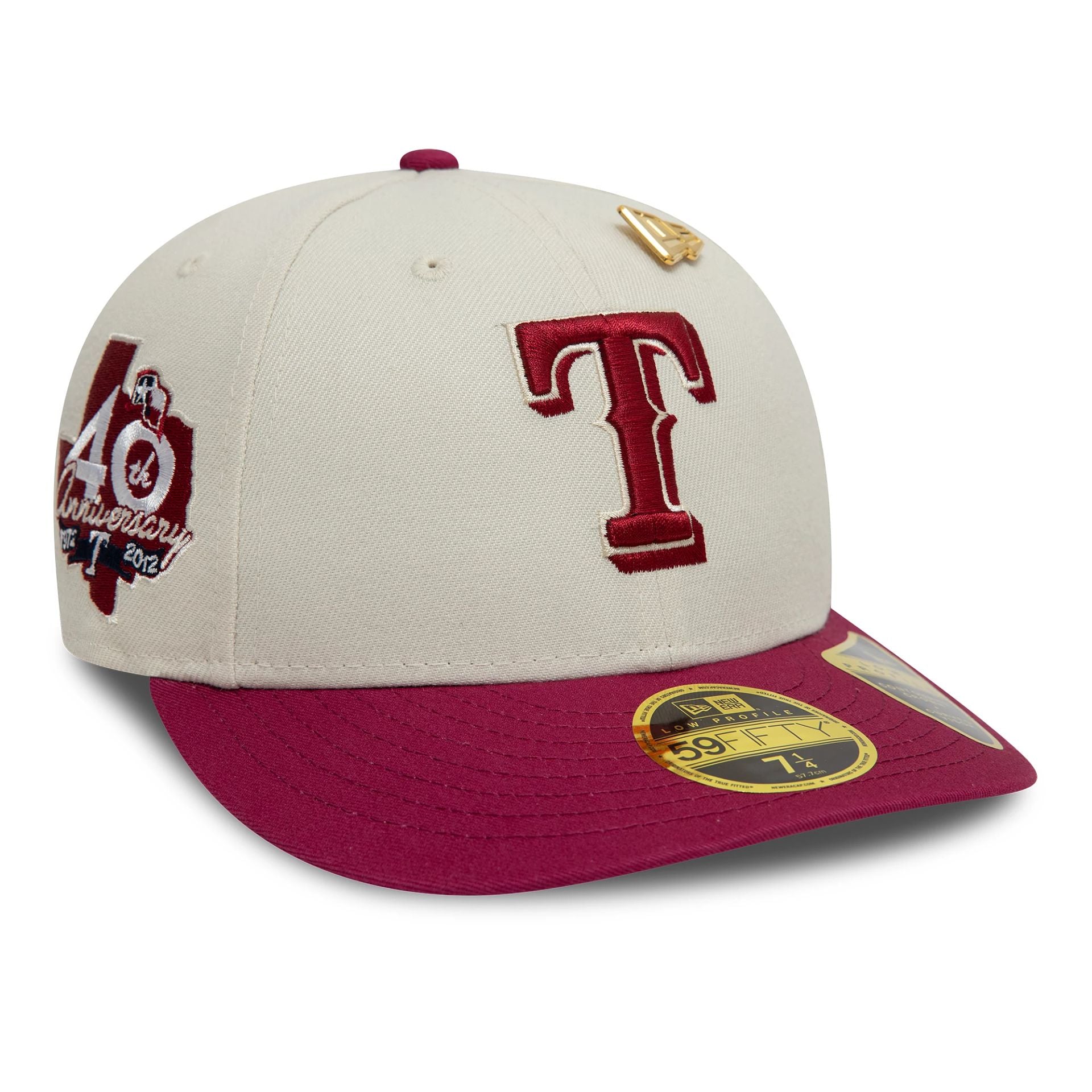 This is a Texas Rangers Pin Cream Low Profile 59FIFTY Fitted Cap 1