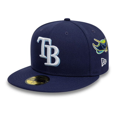 This is a Tampa Bay Rays Image MLB All Over Print Navy 59FIFTY Fitted Cap 1