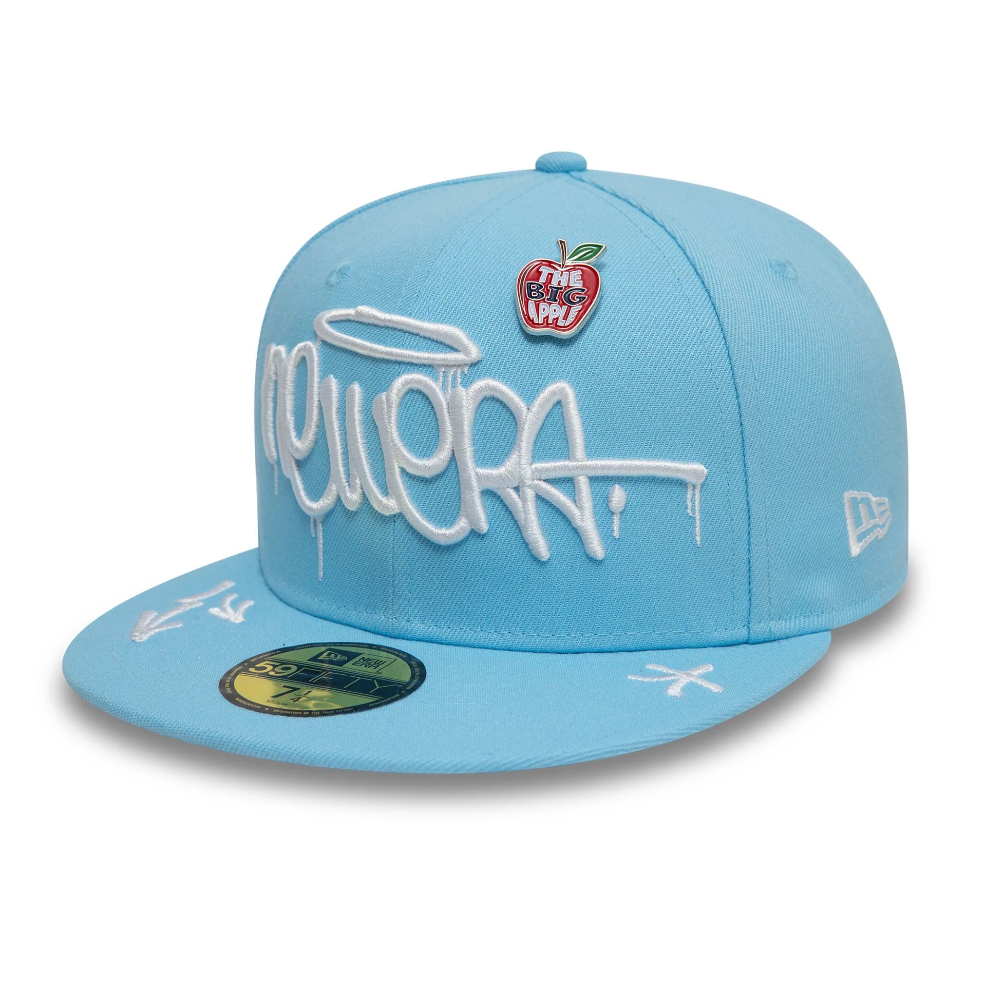 This is a New Era Graphic Pastel Blue 59FIFTY Fitted Cap 1