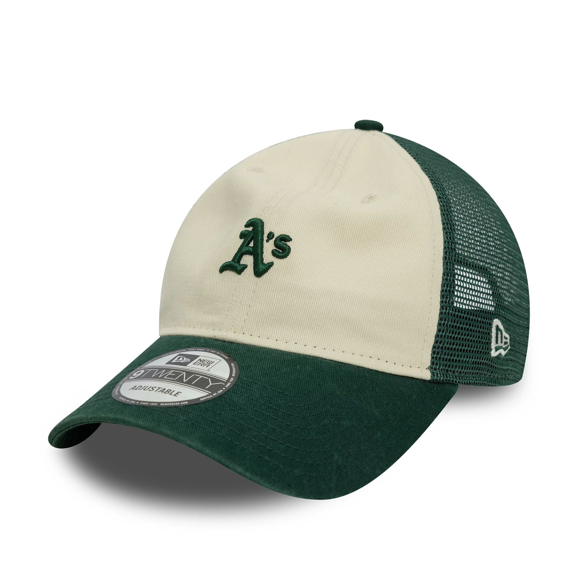 This is a Oakland Athletics Womens Dark Green 9TWENTY Trucker Adjustable Cap 1