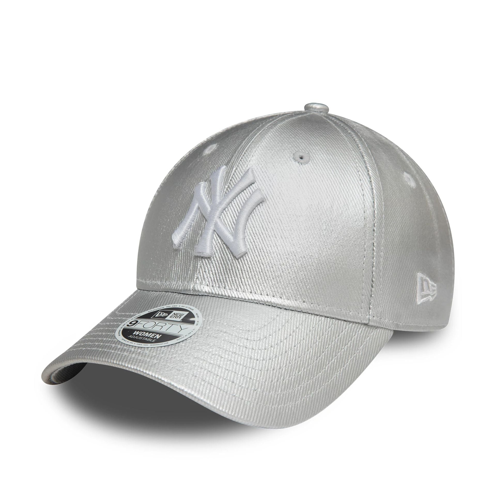 This is a New York Yankees Womens Met Denim Silver 9FORTY Adjustable Cap 1