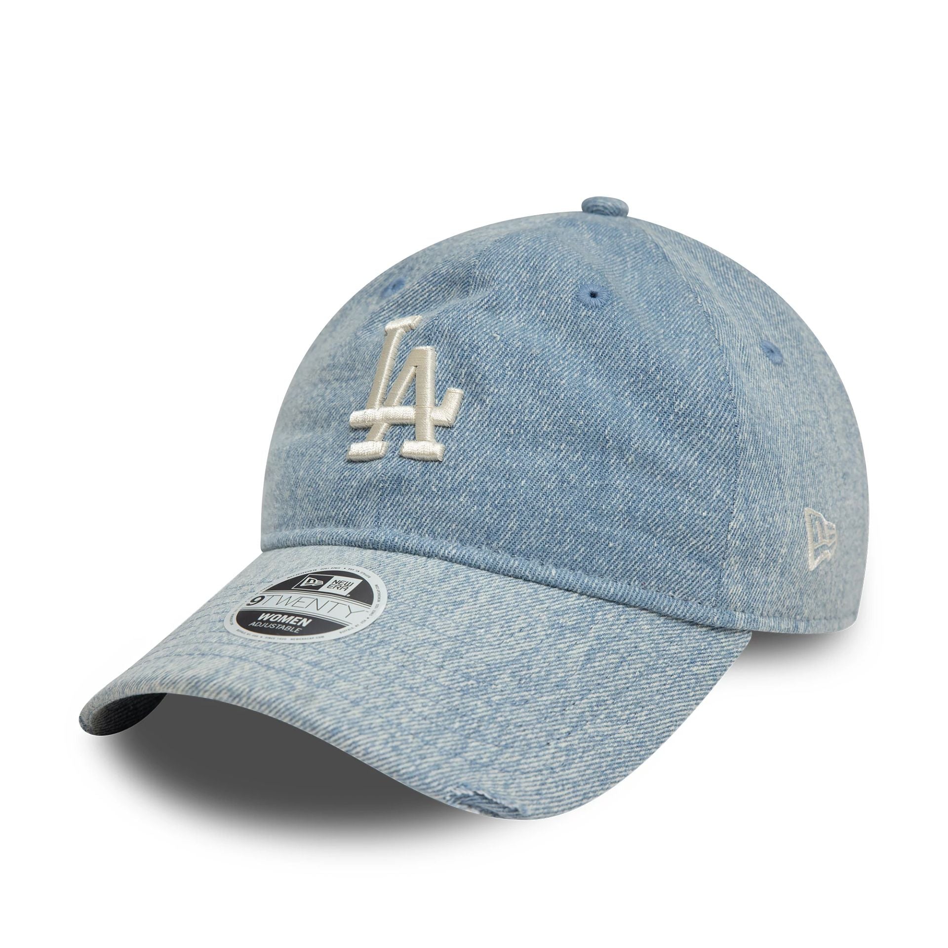 This is a LA Dodgers Womens Acid Denim Pastel Blue 9TWENTY Adjustable Cap 1