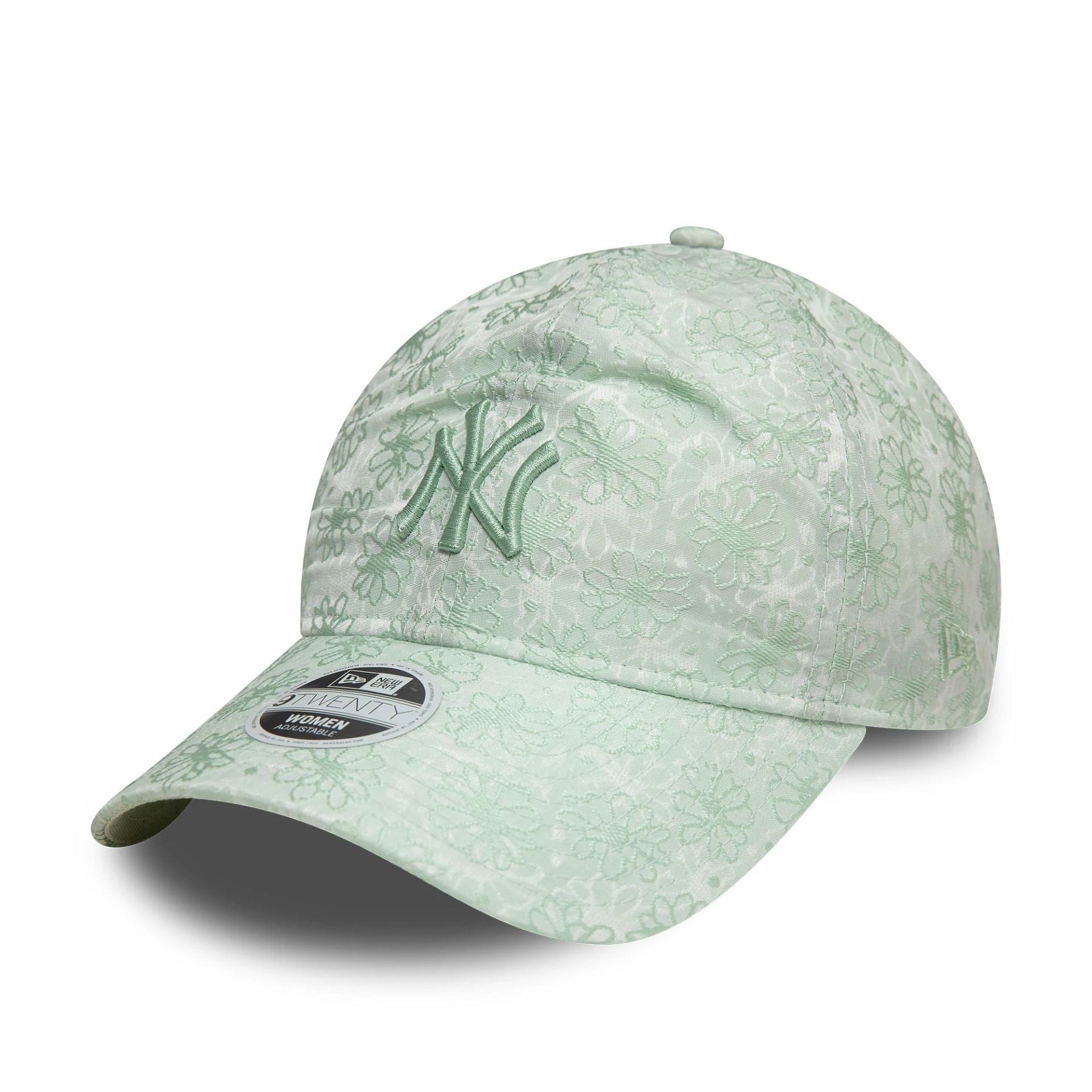 This is a New York Yankees Womens Floral Pastel Green 9TWENTY Adjustable Cap 1