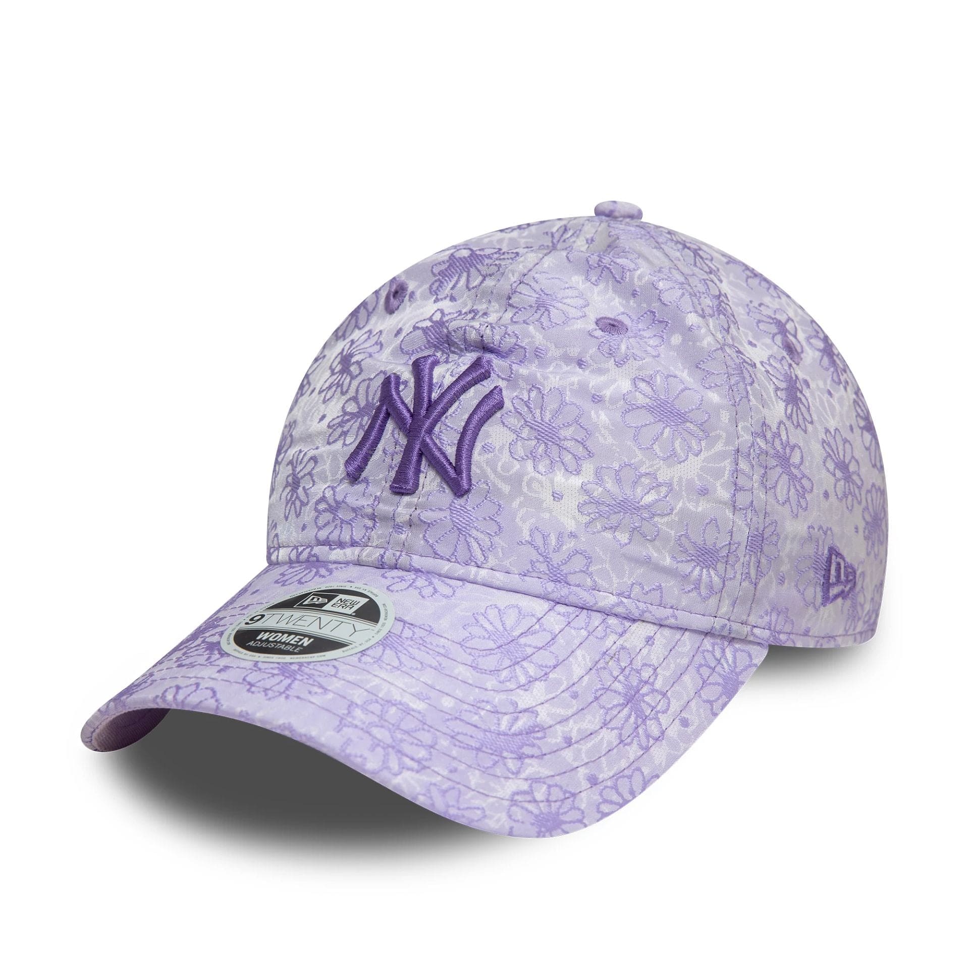 This is a New York Yankees Womens Floral Light Purple 9TWENTY Adjustable Cap 1