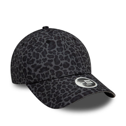 This is a Womens New Era All Over Print Black Leopard Print Open Back Adjustable Cap 4