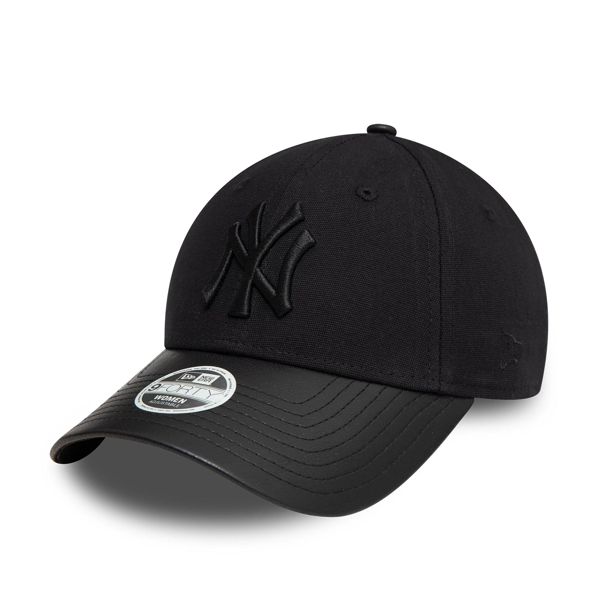 This is a New York Yankees Womens PU Visor Black 9FORTY Adjustable Cap 1