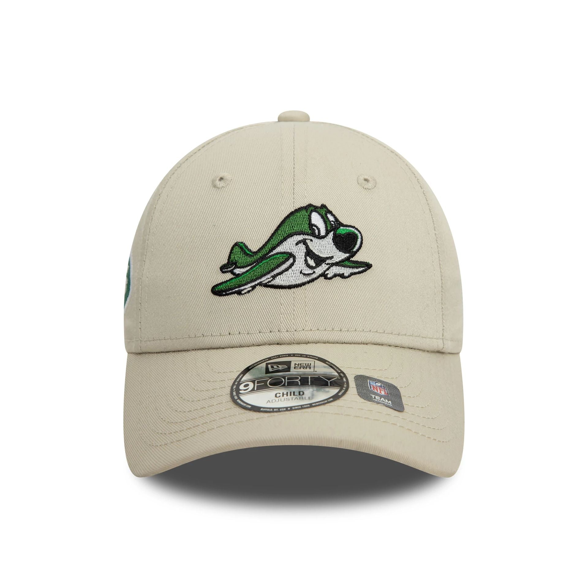 This is a New York Jets Child NFL Mascot Cream 9FORTY Adjustable Cap 2